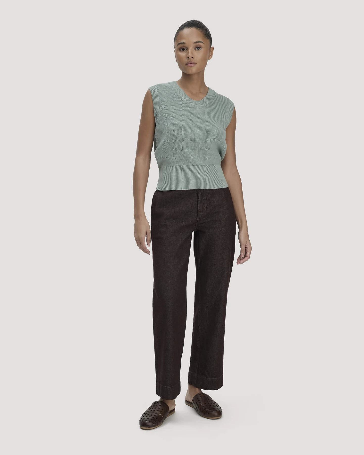 hessnatur Damen Strick Top Regular aus Bio-Baumwolle - grün - Größe XS – Ansicht 2