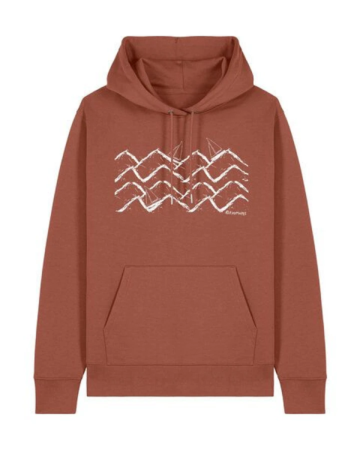 ilovemixtapes Nachhaltiger Bio Hoodie „Boats & Waves“ – Fairer Unisex Kapuzenpullover aus Bio-Baumwolle