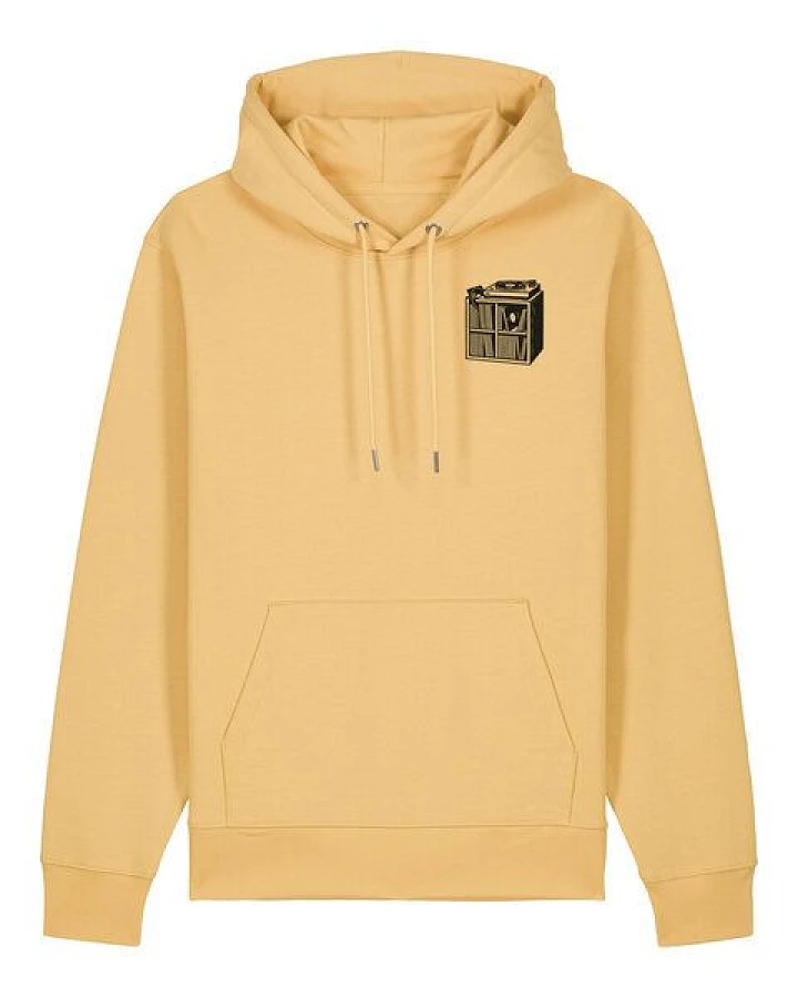 ilovemixtapes Unisex Bio Hoodie „Das kleine Schallplattenregal“ – Fair Wear, Musik-Motiv mit Plattenspieler, nachhaltig produziert