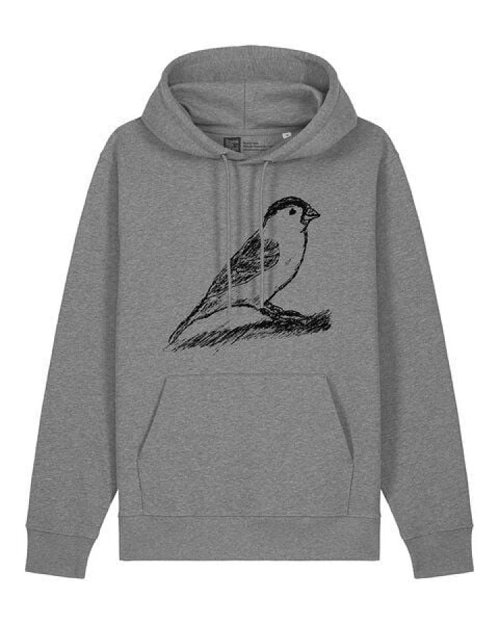 ilovemixtapes Unisex Bio Hoodie „Spatz“ – Fair Wear, handgezeichnetes Vogel-Motiv, nachhaltig produziert