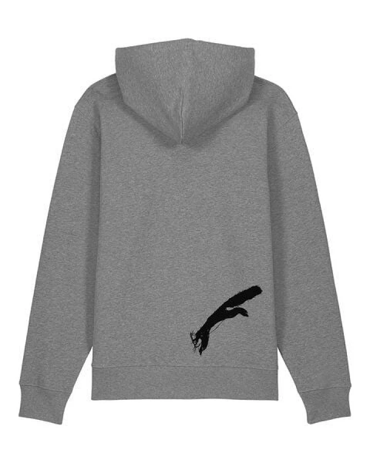 ilovemixtapes Unisex Bio Hoodie „Squirrel“ – Fair Wear, handgezeichnetes Eichhörnchen-Motiv auf der Rückseite, nachhaltig gefertigt