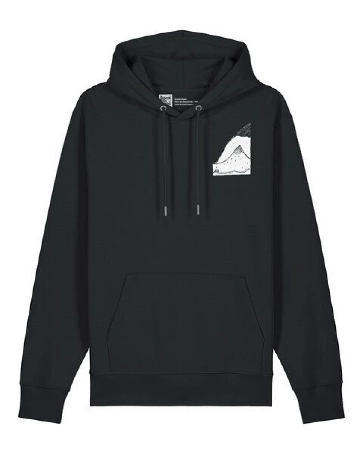 ilovemixtapes Unisex Hoodie „Bergpanorama“ – Bio-Baumwolle, Fair Wear, Schwarz & Heritage Brown