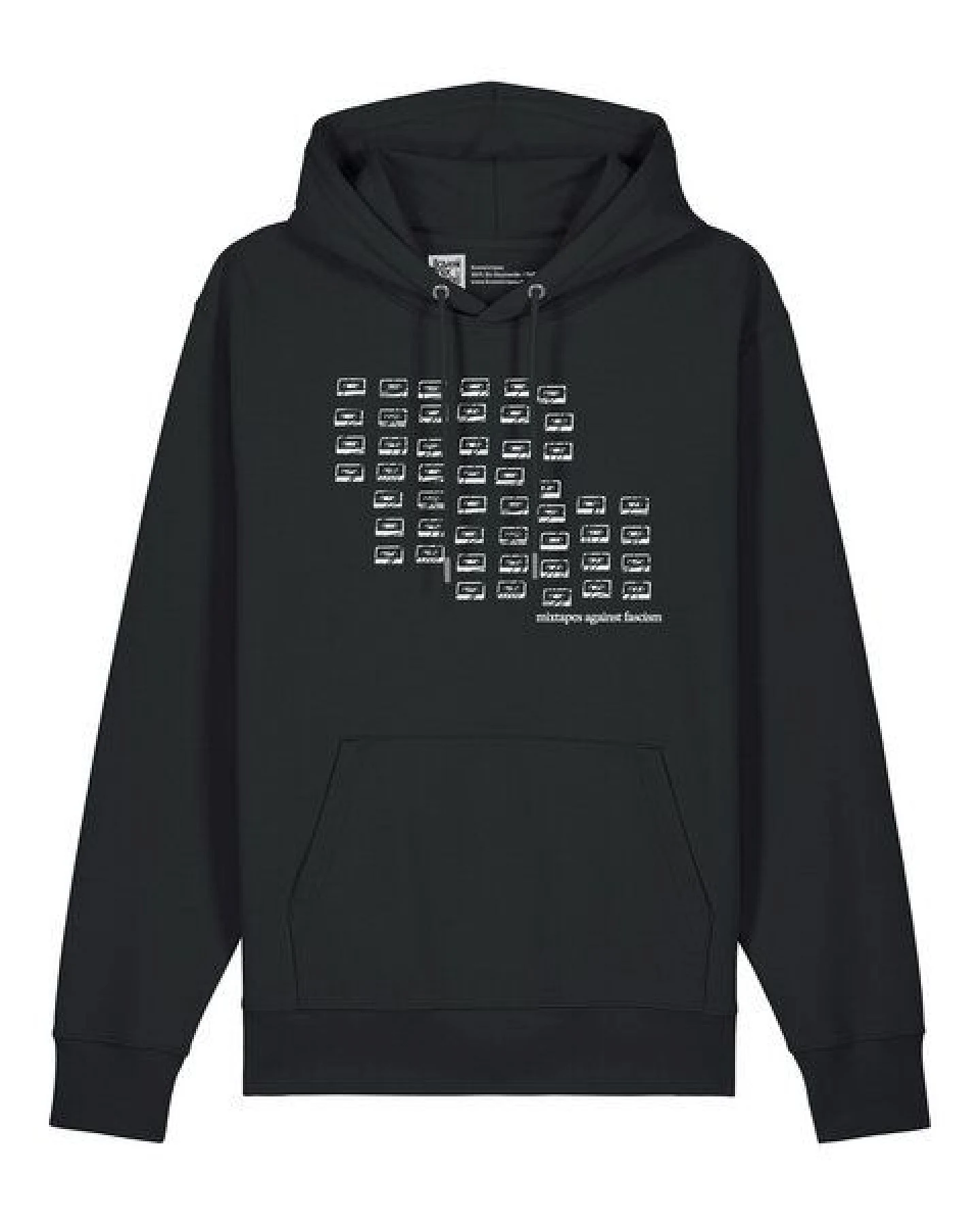ilovemixtapes Unisex Hoodie „Mixtapes Against Fascism“ – Bio-Baumwolle, Fair Wear, Schwarz & Heritage Brown – Ansicht 2