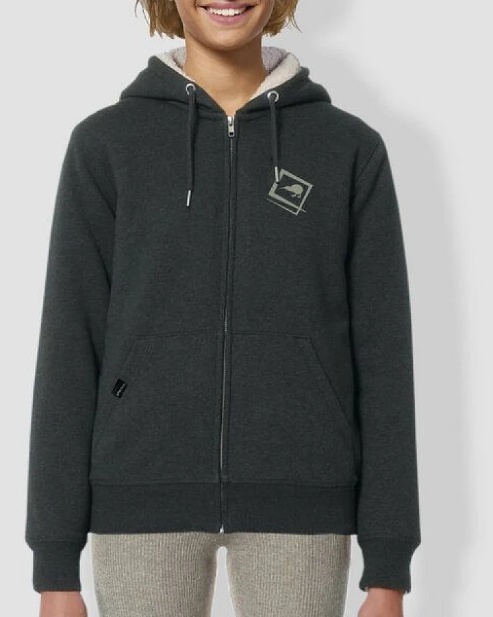 little kiwi Damen Hoodie, "Eingerahmt", Dark Heather Grey