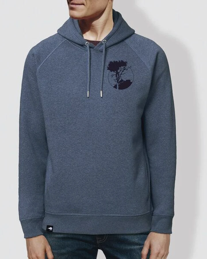 little kiwi Herren Hoodie, "Auf der Spitze", Dark Heather Blue