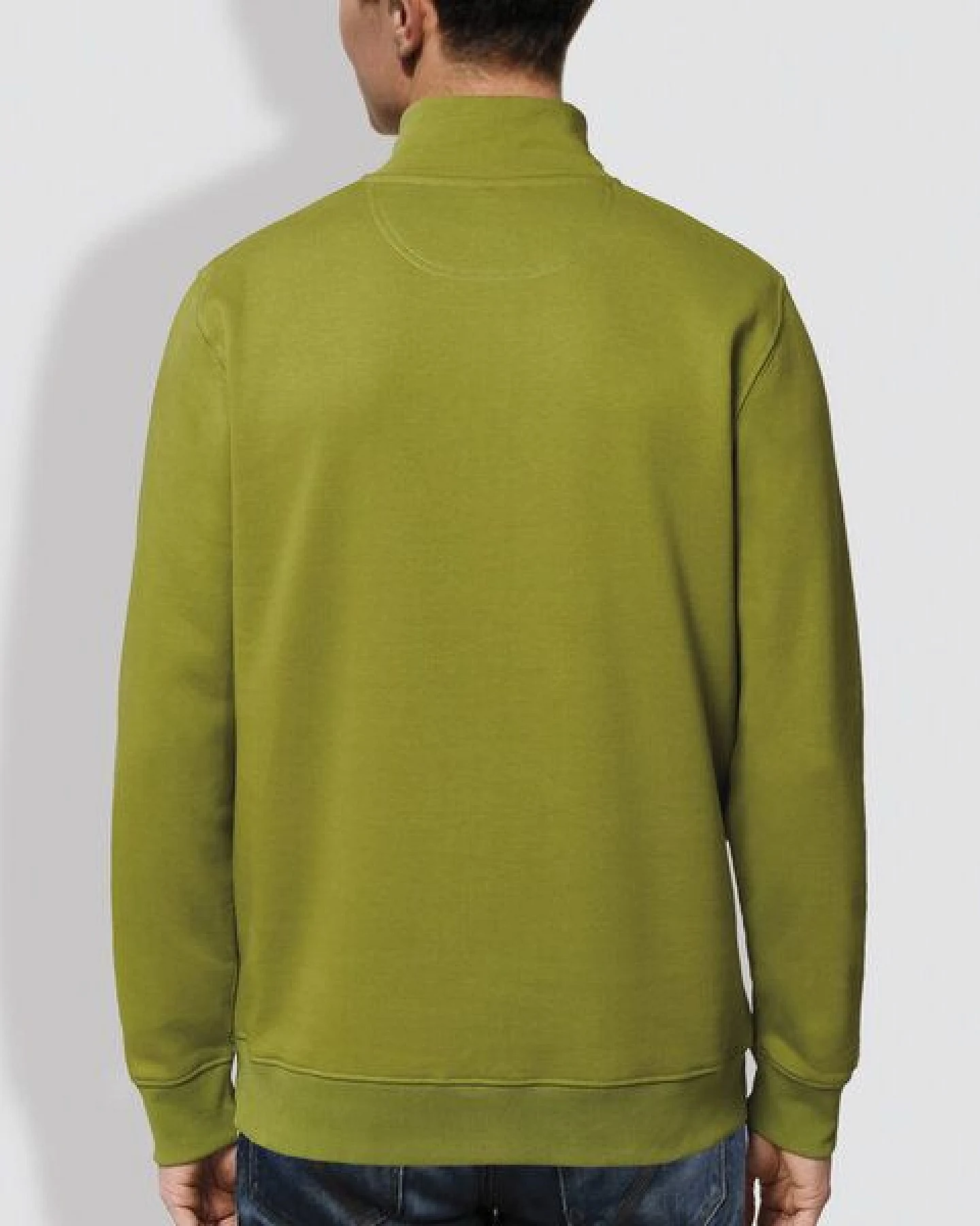 little kiwi Herren Sweater mit Reißverschluss, "Kurz und gut", Moss Green – Ansicht 2