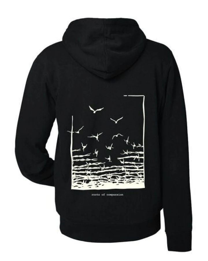 roots of compassion Freedom Vögel Pullover gefüttert bio & fairtrade - Stacheldraht, Freiheit