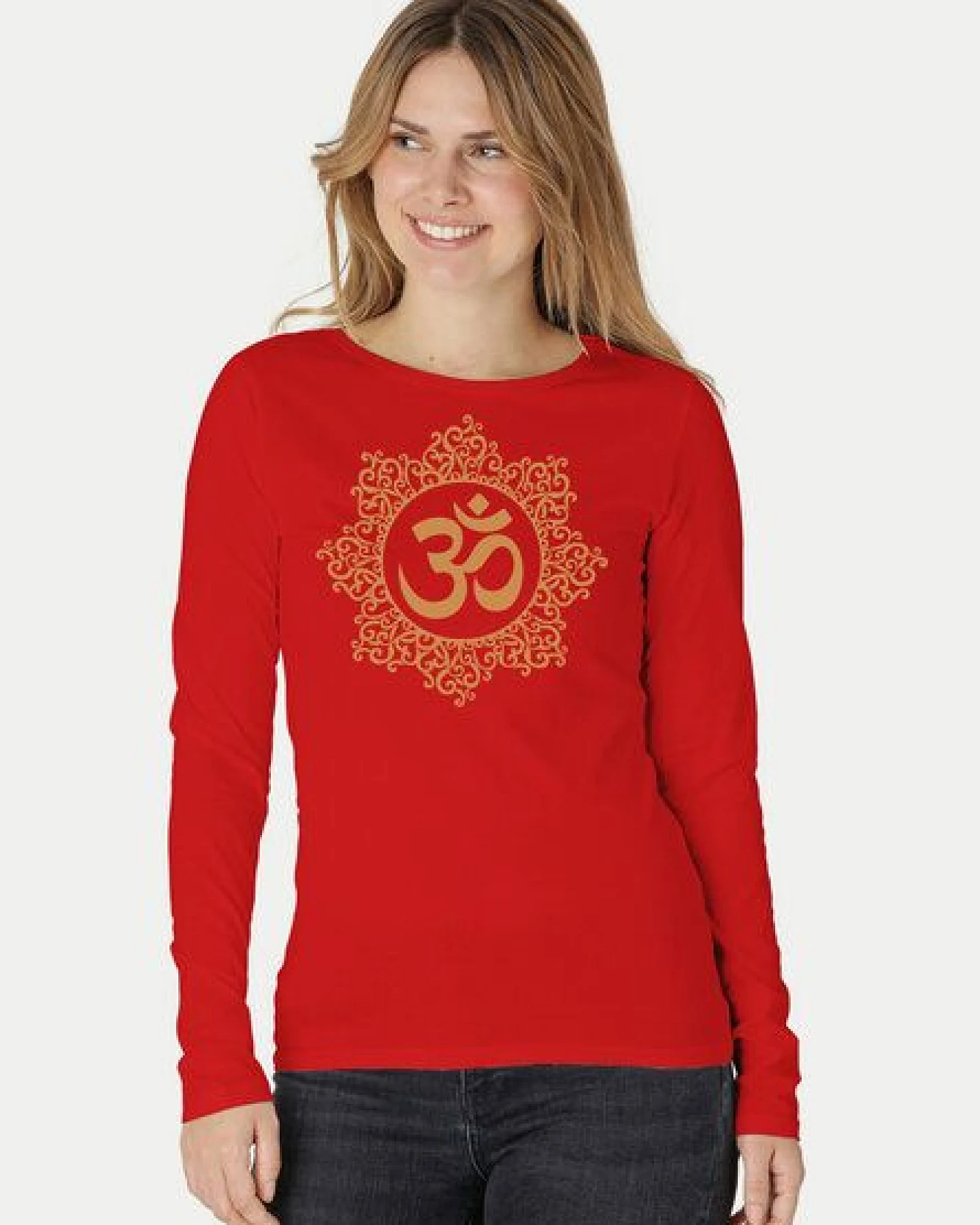 Peaces.bio - handbedruckte Biomode Bio-Damen-Langarmshirt classic OHM – Ansicht 3