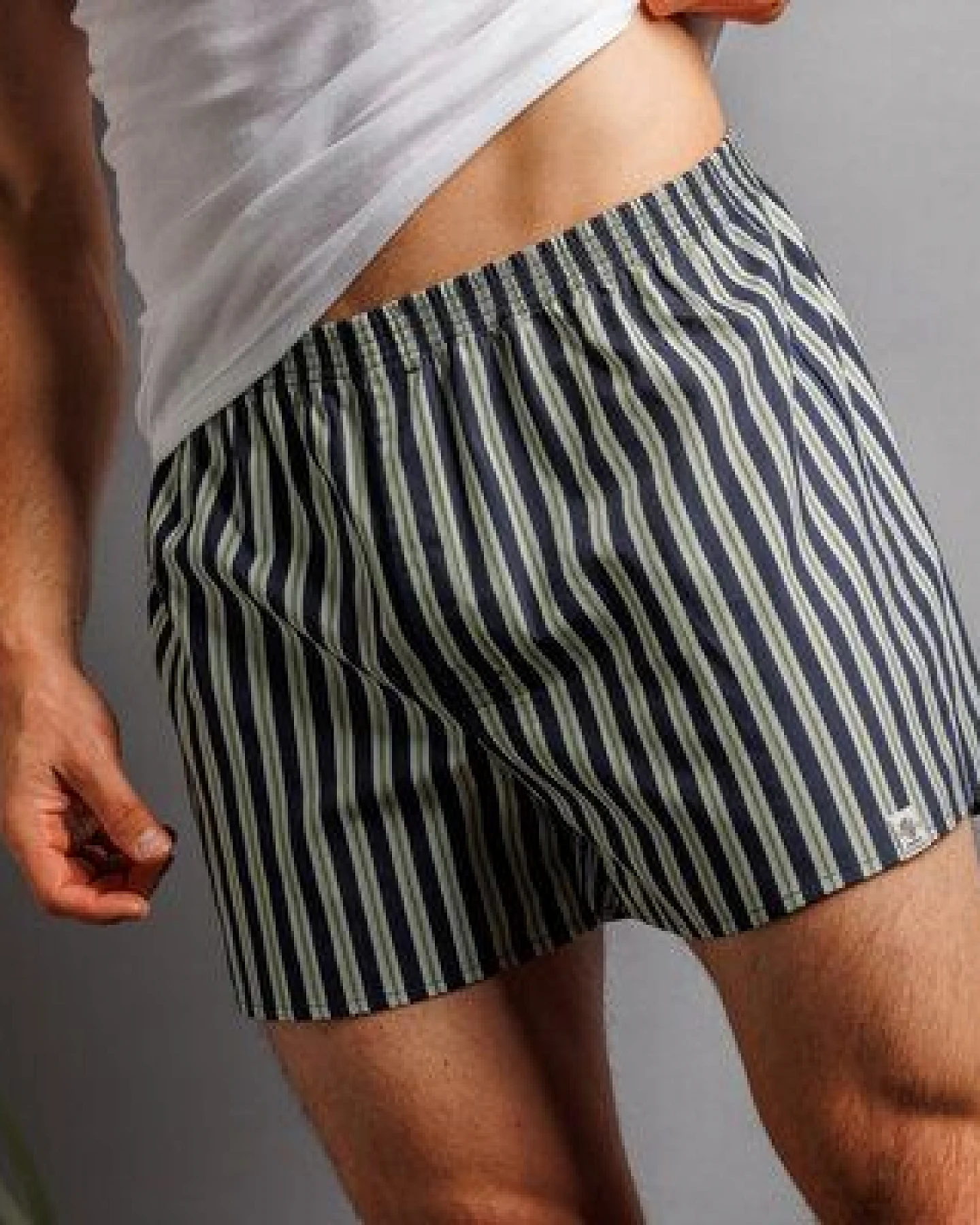 Haasis Bodywear Herren Web-Boxer Streifen, verdeckte Knopfleiste, 2er Pack – Ansicht 2