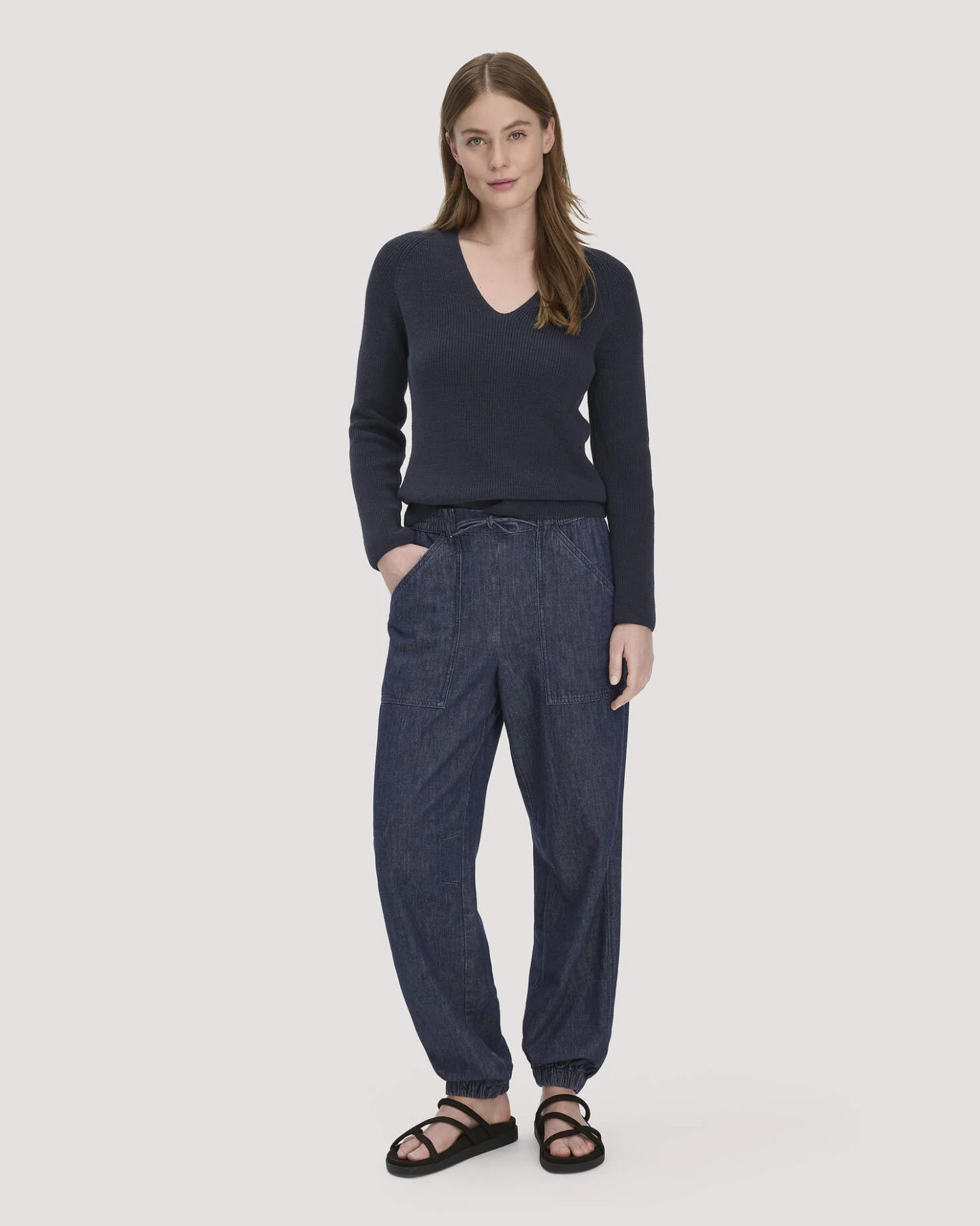hessnatur Damen Strick Pullover Regular aus Bio-Baumwolle - blau - Größe L – Ansicht 2