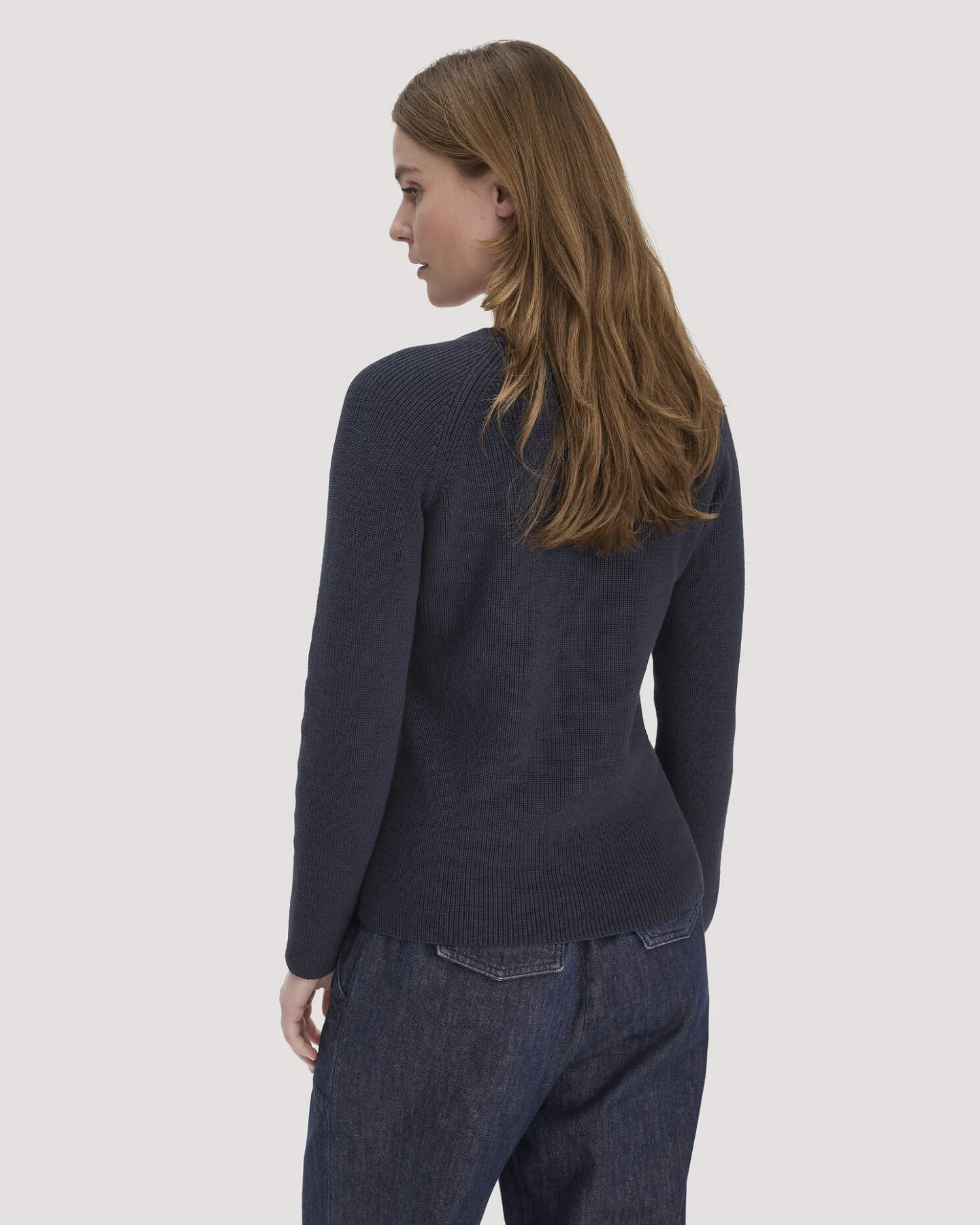 hessnatur Damen Strick Pullover Regular aus Bio-Baumwolle - blau - Größe L – Ansicht 3