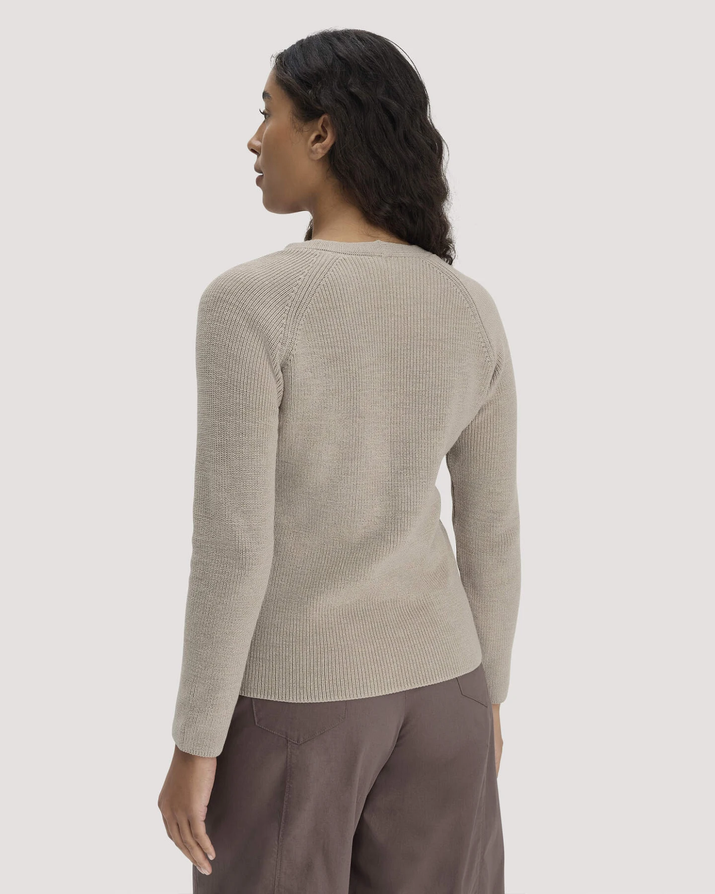 hessnatur Damen Strick Pullover Regular aus Bio-Baumwolle - beige - Größe M – Ansicht 3