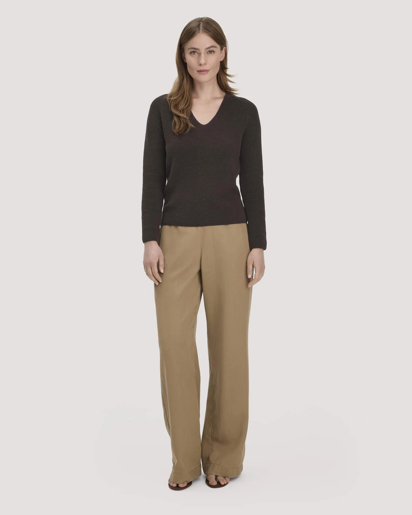 hessnatur Damen Strick Pullover Regular aus Bio-Baumwolle - braun - Größe S – Ansicht 2