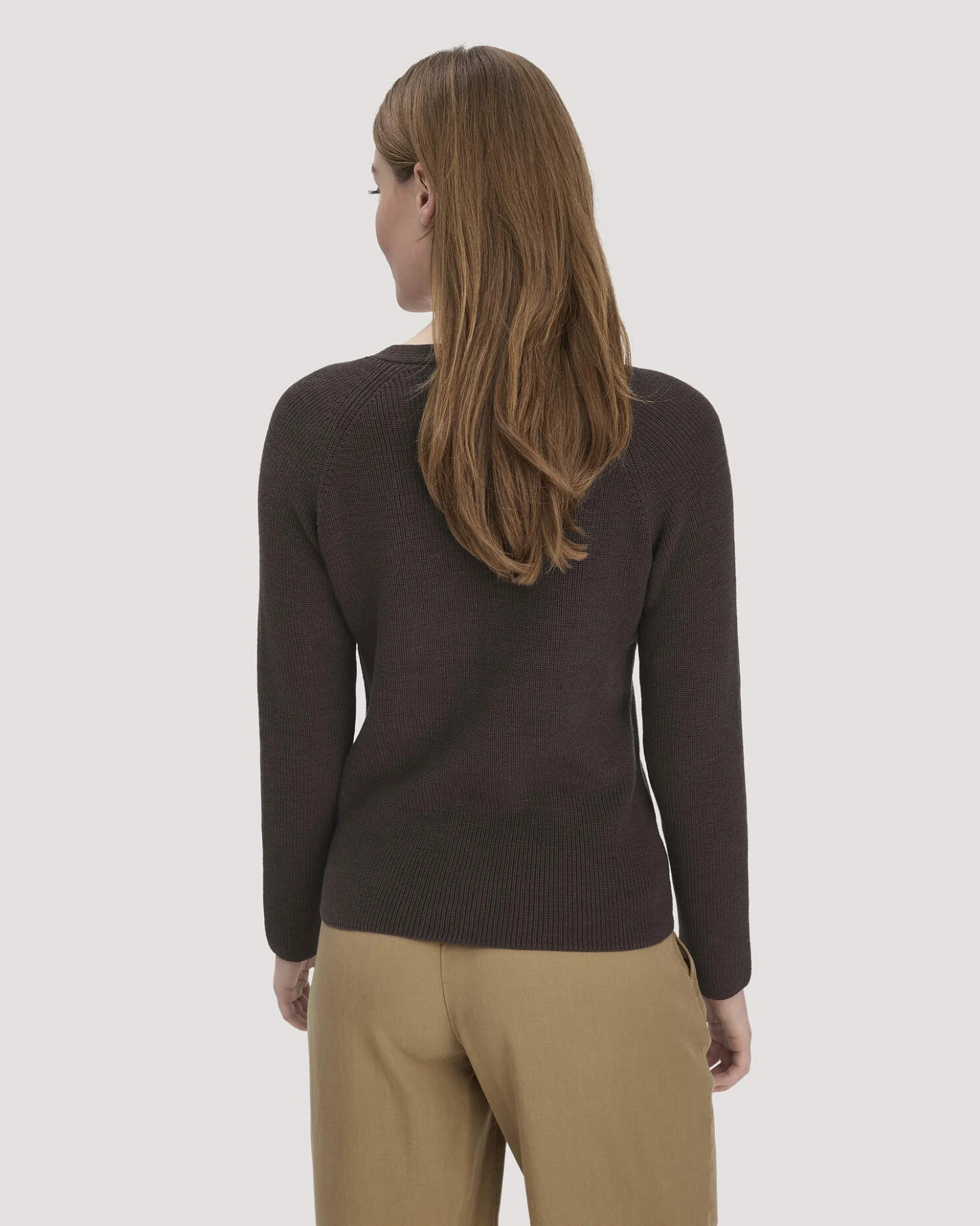hessnatur Damen Strick Pullover Regular aus Bio-Baumwolle - braun - Größe XS – Ansicht 3