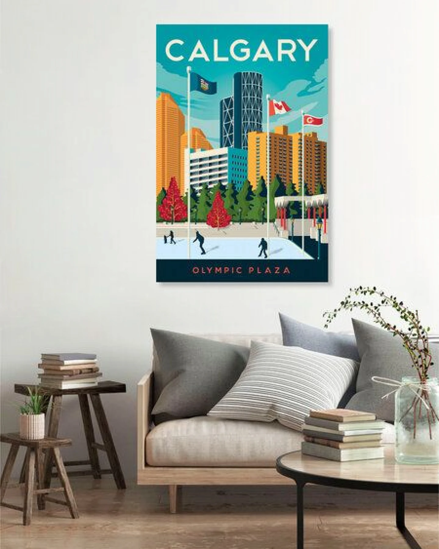 Photocircle Poster / Leinwandbild - Calgary Olympic Plaza Vintage Travel Wandbild – Ansicht 2