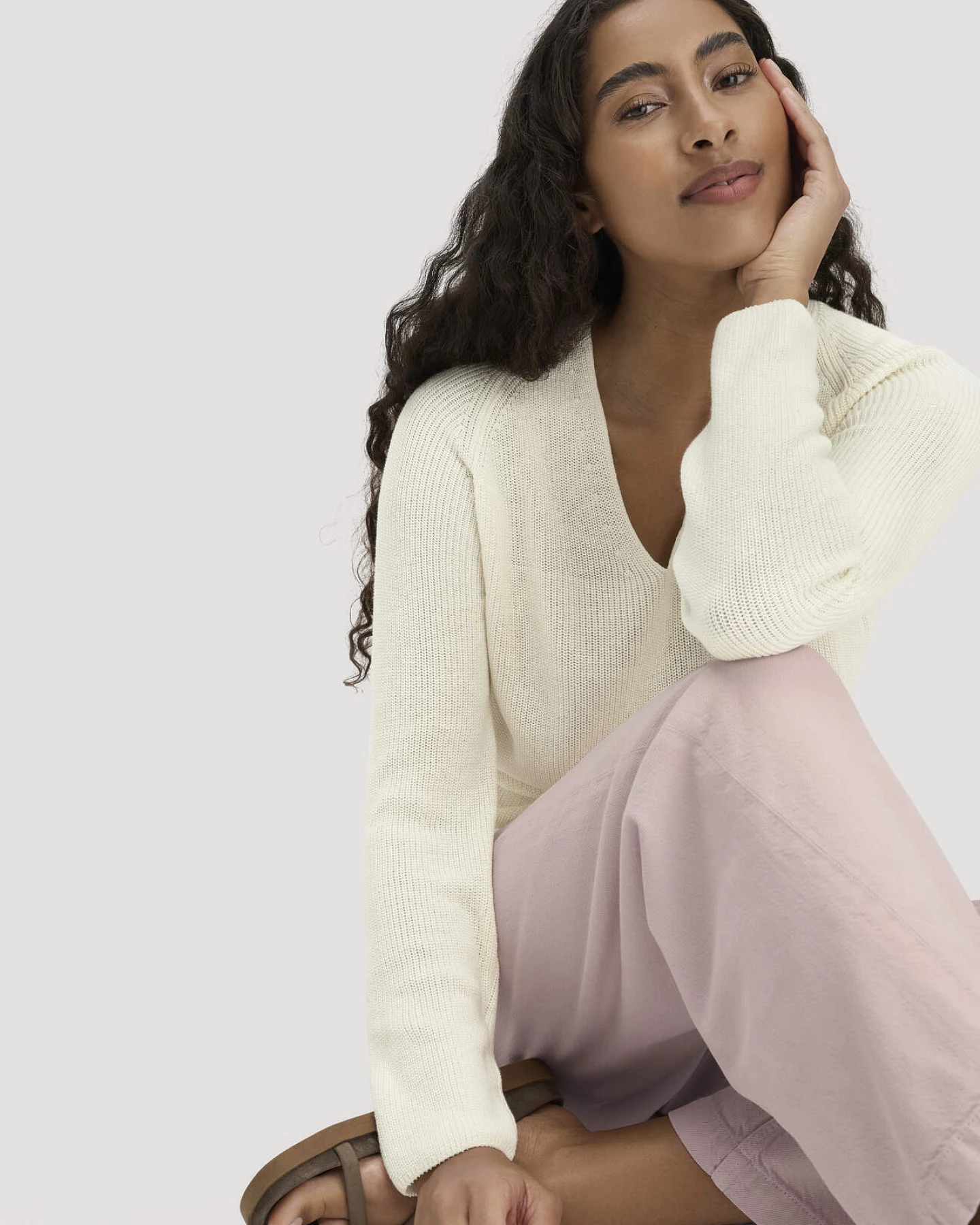 hessnatur Damen Strick Pullover Regular aus Bio-Baumwolle - beige - Größe XXL – Ansicht 4