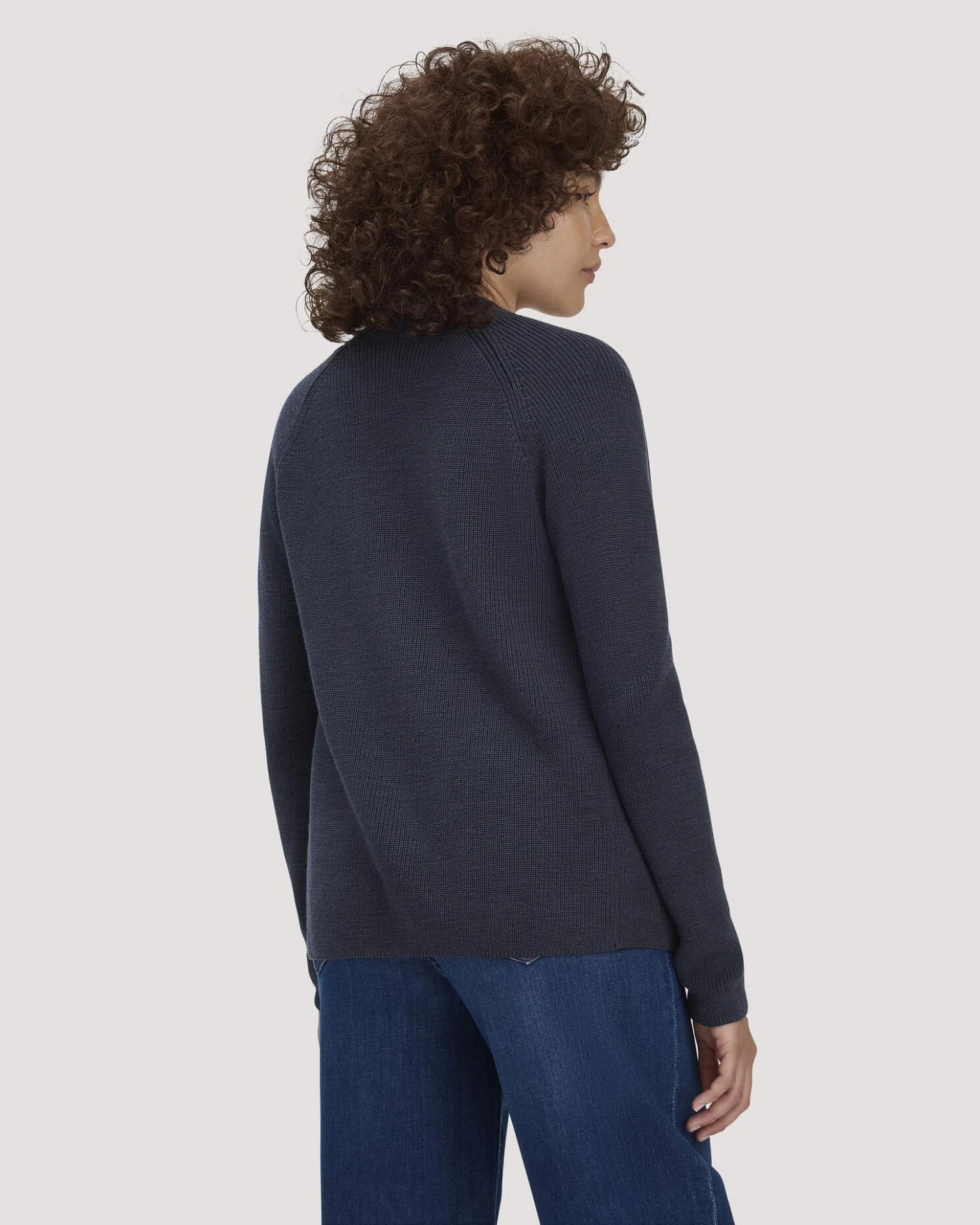 hessnatur Damen Strick Jacke Regular aus Bio-Baumwolle - blau - Größe S – Ansicht 3
