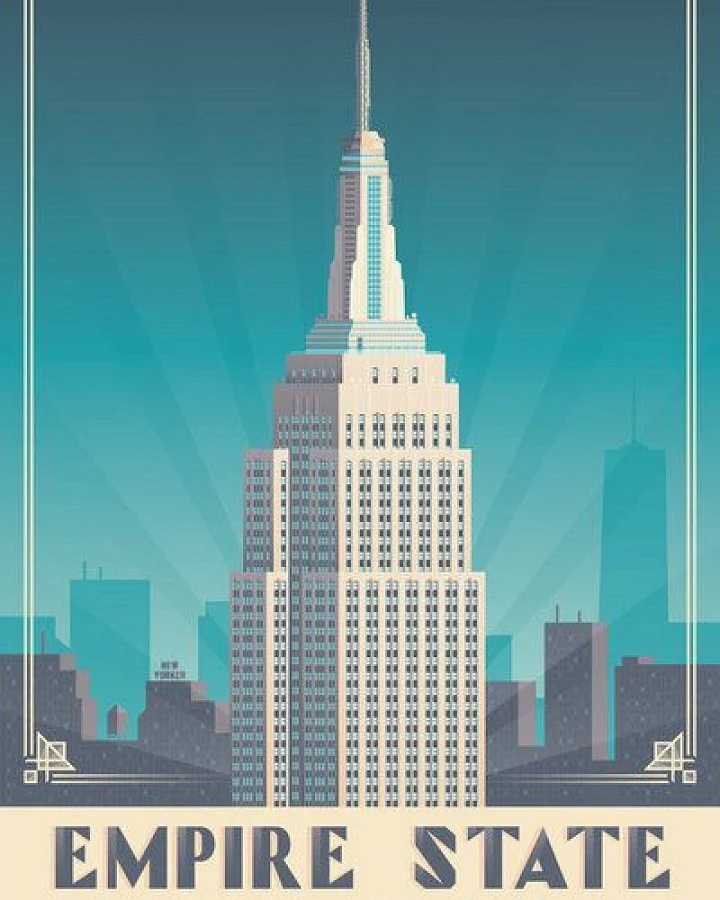 Photocircle Poster / Leinwandbild - Empire State Building New York Vintage Travel Wandbild