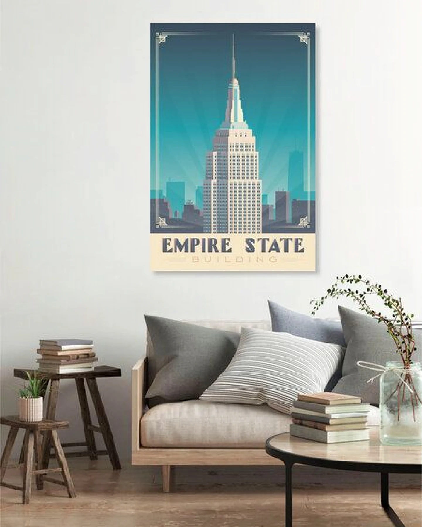 Photocircle Poster / Leinwandbild - Empire State Building New York Vintage Travel Wandbild – Ansicht 2