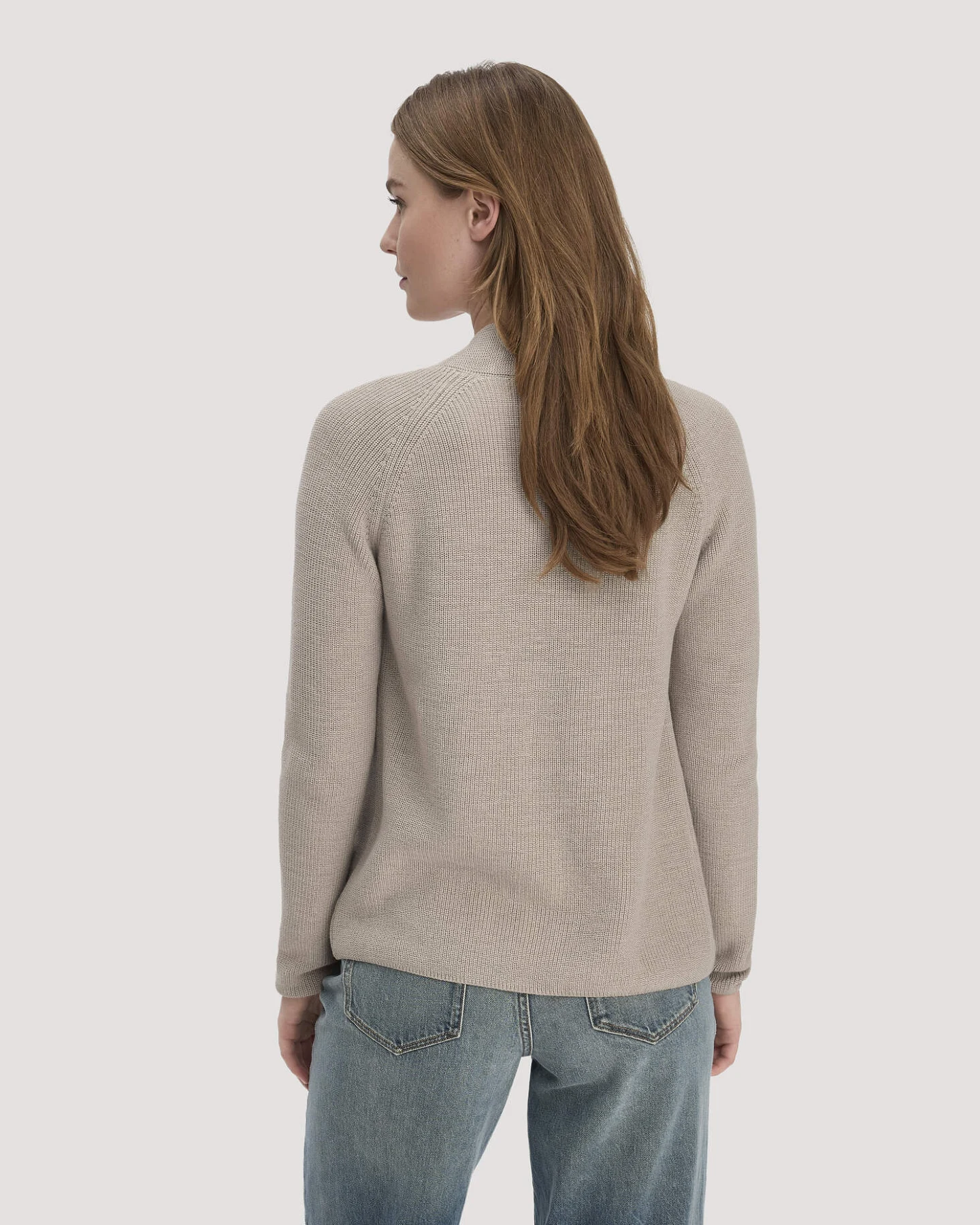 hessnatur Damen Strick Jacke Regular aus Bio-Baumwolle - beige - Größe XS – Ansicht 3