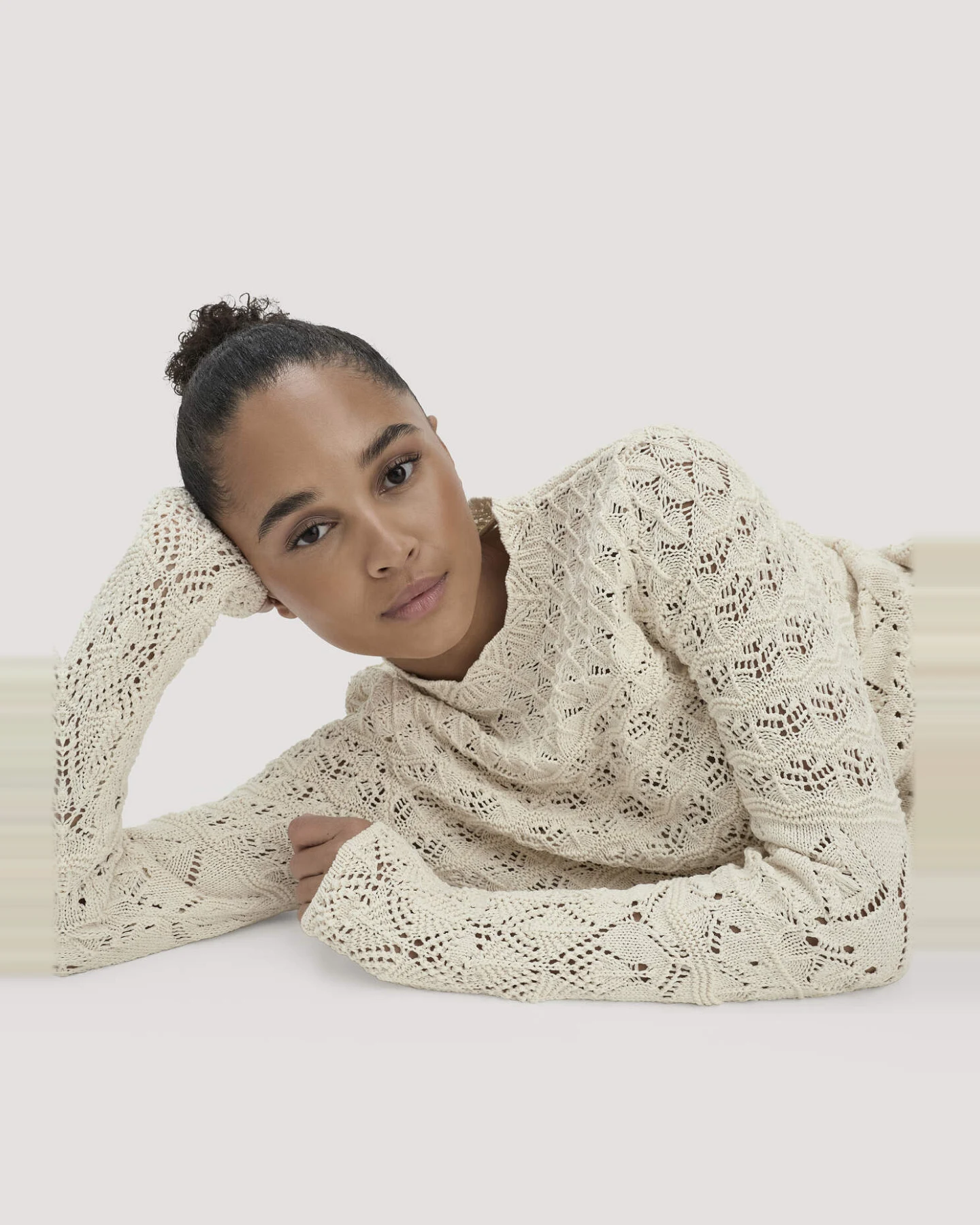 hessnatur Damen Strick Pullover Regular aus Bio-Baumwolle - beige - Größe XL – Ansicht 4