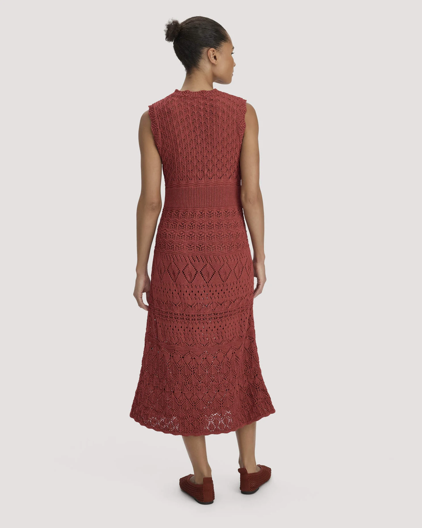 hessnatur Damen Strick Kleid Midi aus Bio-Baumwolle - braun - Größe XS – Ansicht 2