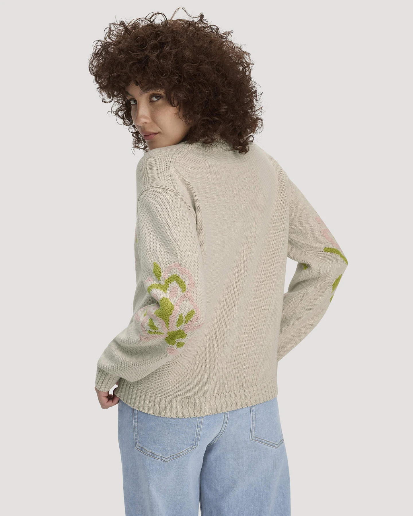 hessnatur Damen Strick Pullover Relaxed aus Baumwolle - beige - Größe M – Ansicht 3