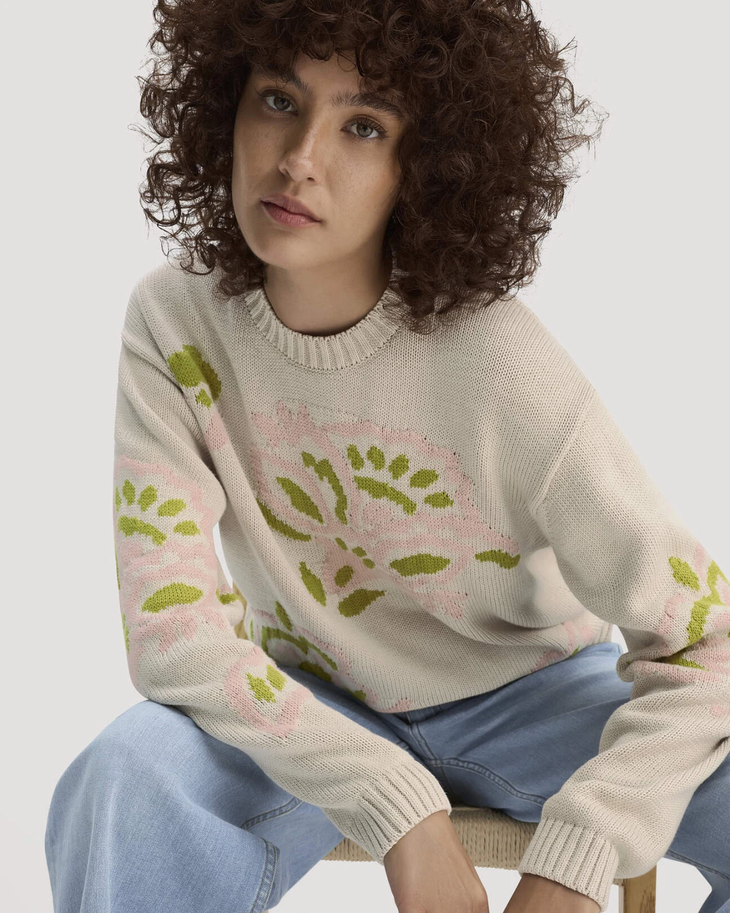hessnatur Damen Strick Pullover Relaxed aus Baumwolle - beige - Größe XL – Ansicht 4
