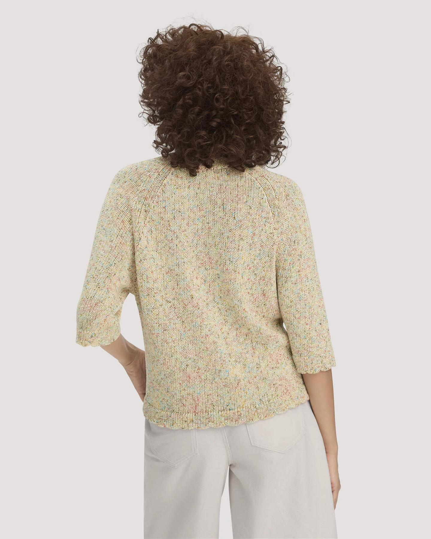 hessnatur Damen Strick Pullover Relaxed aus Bio-Baumwolle - beige - Größe M – Ansicht 3