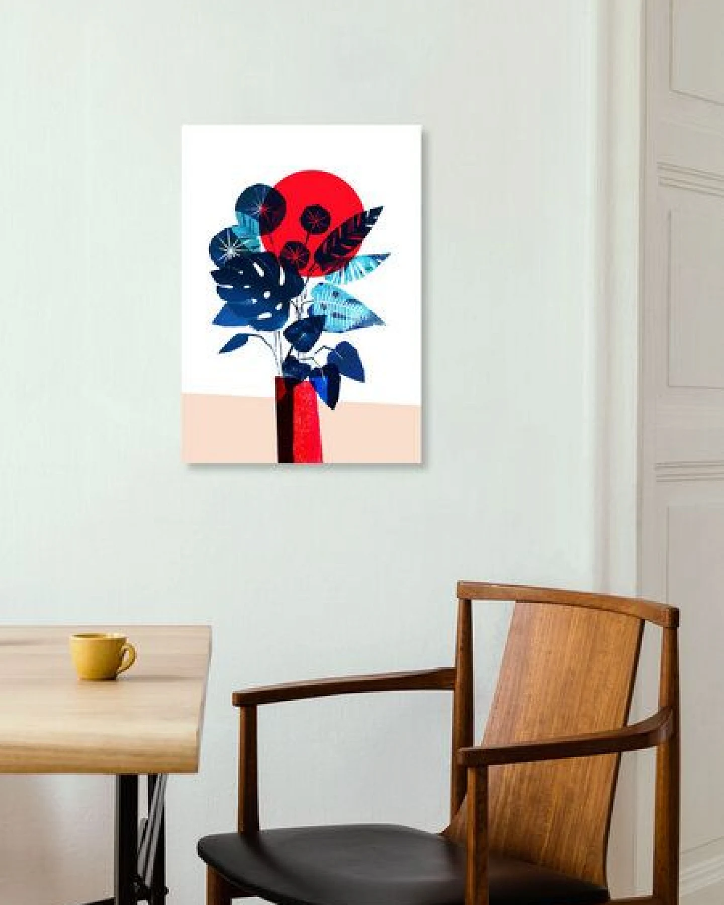 Photocircle Poster / Leinwandbild - Monstera und Pilea in roter Vase – Ansicht 3
