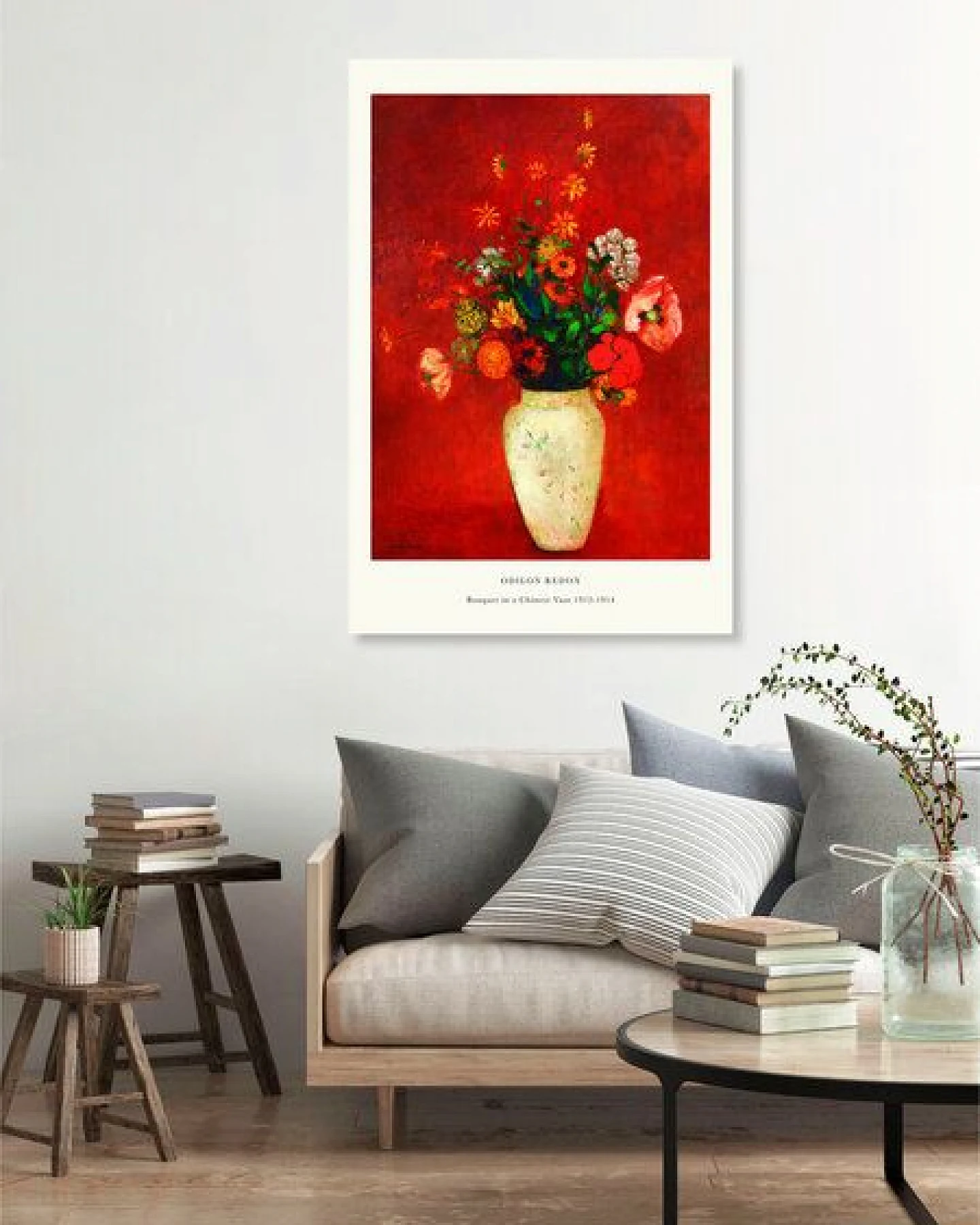 Photocircle Poster / Leinwandbild - Odilon Redon Ausstellungsposter - Blumenbouquet in Chinesischer Vase – Ansicht 2