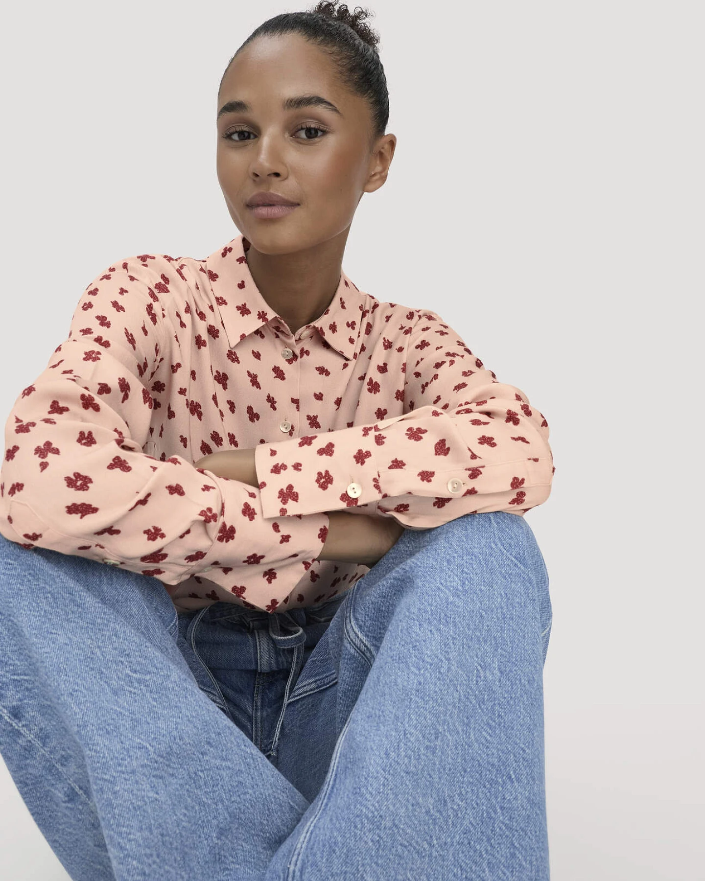 hessnatur Damen Print Bluse Relaxed aus LENZING™ ECOVERO™ Viskose - orange - Größe 38 – Ansicht 4