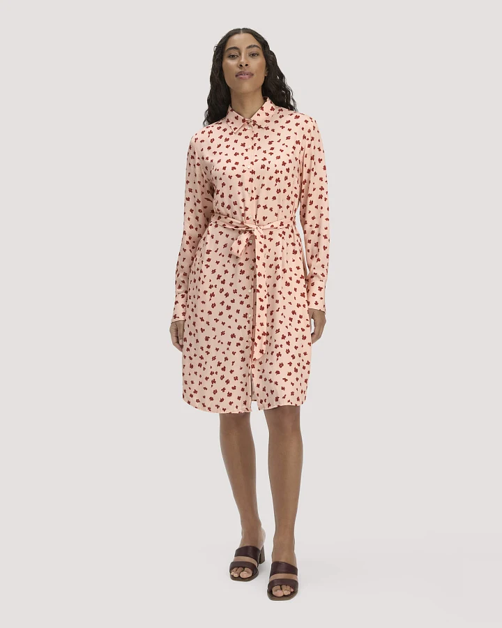 hessnatur Damen Gewebe Hemdblusenkleid Knielang aus LENZING™ ECOVERO™ Viskose - orange - Größe 34