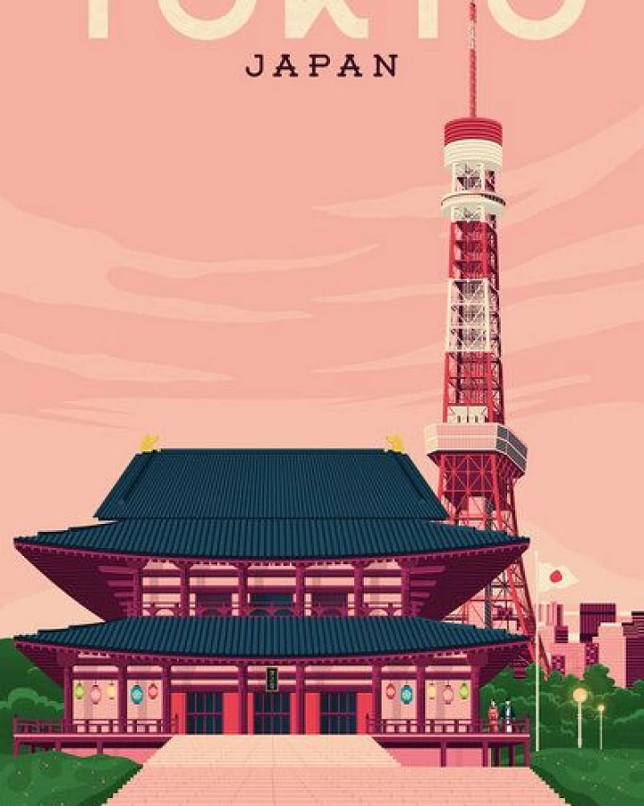 Photocircle Poster / Leinwandbild - Tokyo Vintage Travel Wandbild