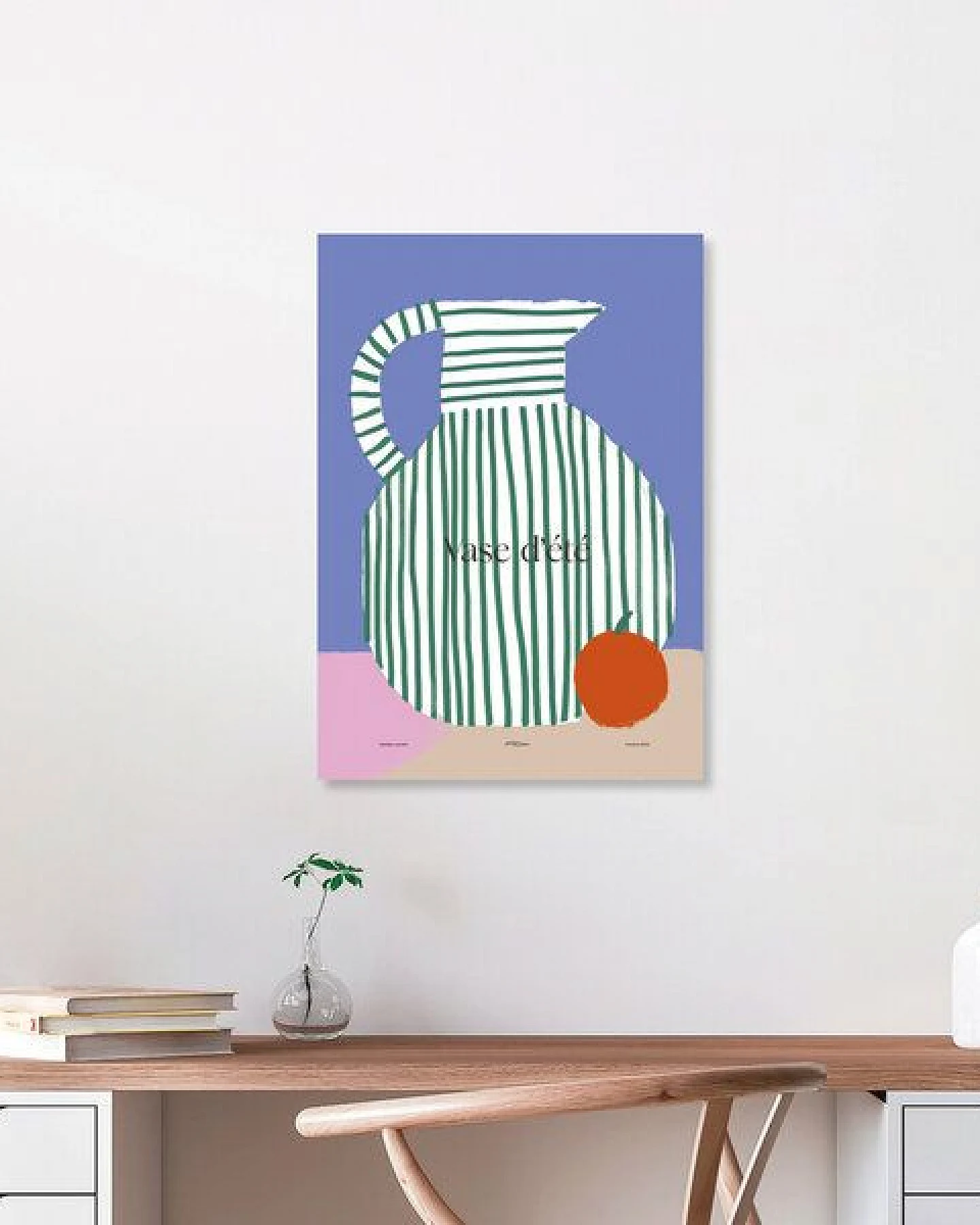 Photocircle Wandbild / Poster / Leinwand - Colourful poster with striped vase – Ansicht 2