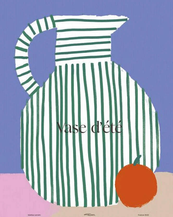 Photocircle Wandbild / Poster / Leinwand - Colourful poster with striped vase