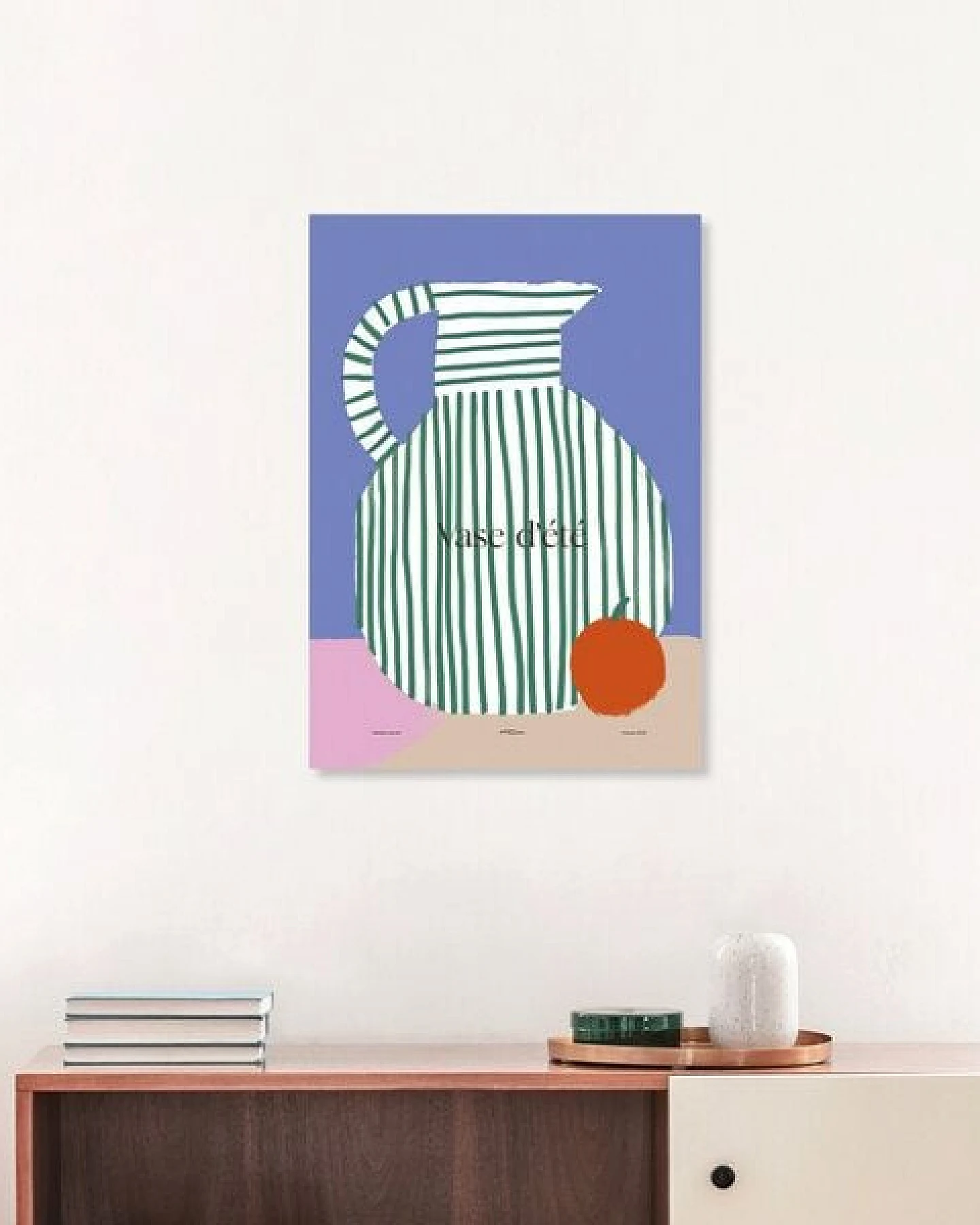 Photocircle Wandbild / Poster / Leinwand - Colourful poster with striped vase – Ansicht 4