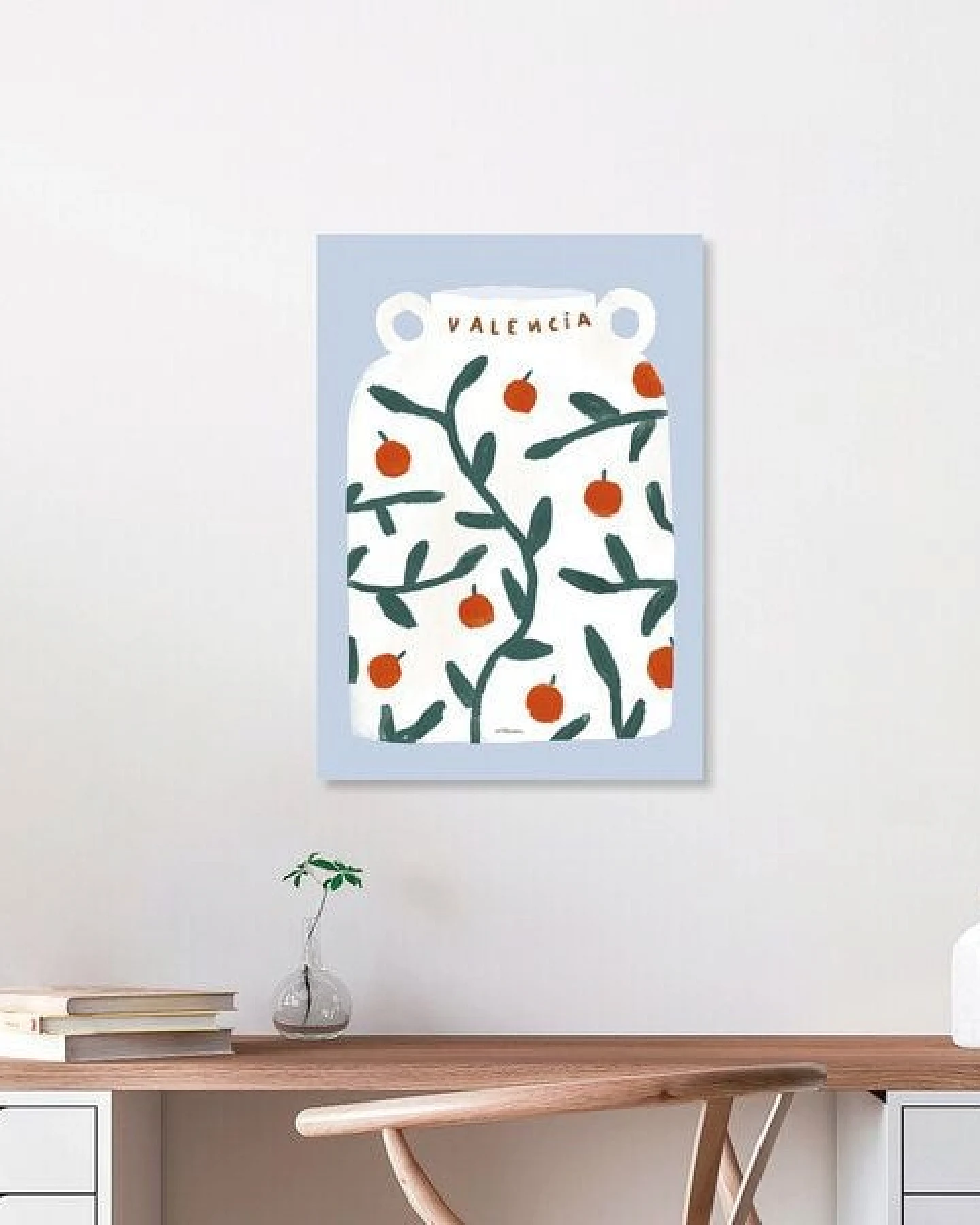 Photocircle Wandbild / Poster / Leinwand - Wall art printed with Vase with plant pattern and oranges – Ansicht 3