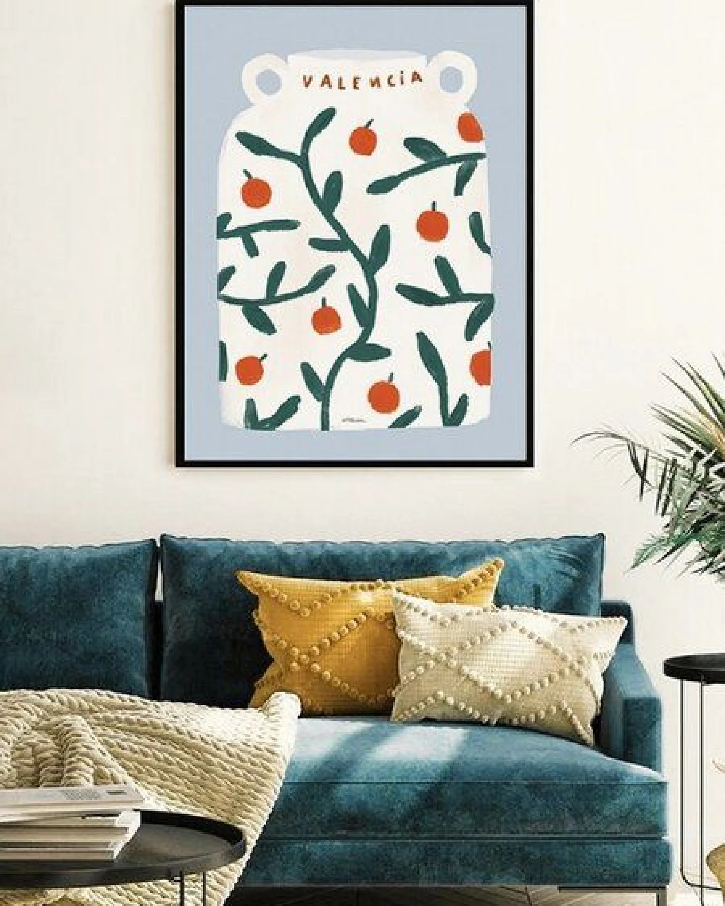Photocircle Wandbild / Poster / Leinwand - Wall art printed with Vase with plant pattern and oranges – Ansicht 2