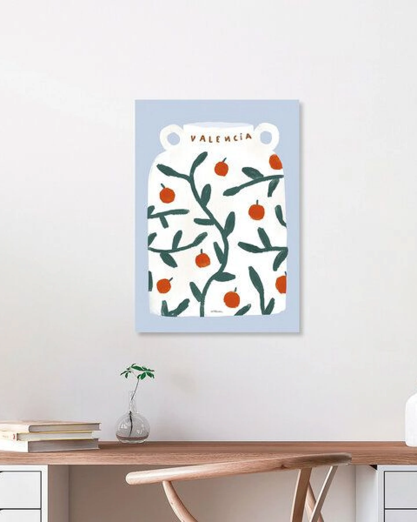 Photocircle Wandbild / Poster / Leinwand - Wall art printed with Vase with plant pattern and oranges – Ansicht 3