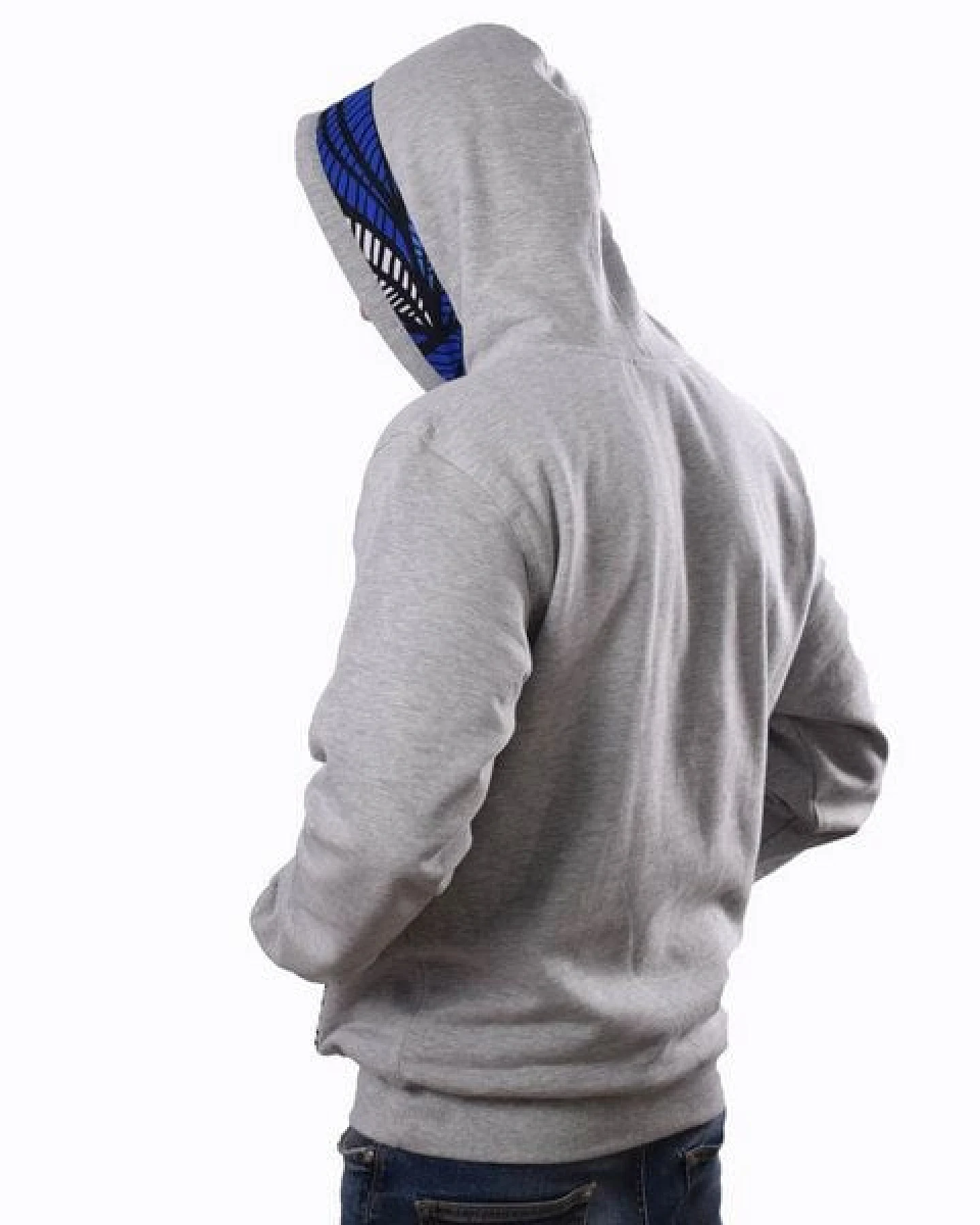 Africulture Hoodie "Mauritius Sea" aus kuscheliger Baumwolle aus Mauritius und Westafrikanischen Kitenge Stoff Verzierungen – Ansicht 4