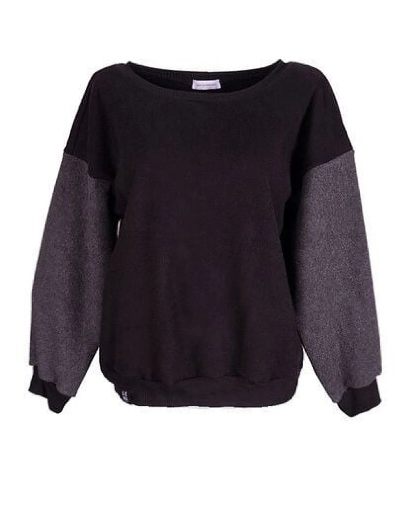 Lena Schokolade Baumwoll-Fleece Pullover schwarz-anthrazit aus Bio-Baumwolle – Ansicht 2