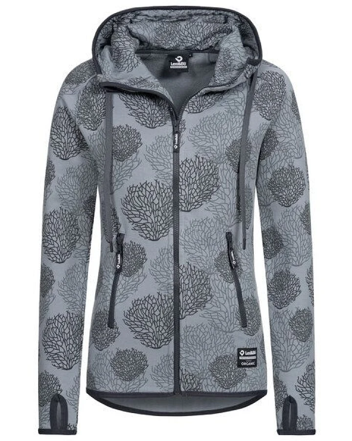 Lexi&Bö Coral Zip Hoodie Damen mit Korallen Allover Print in grau