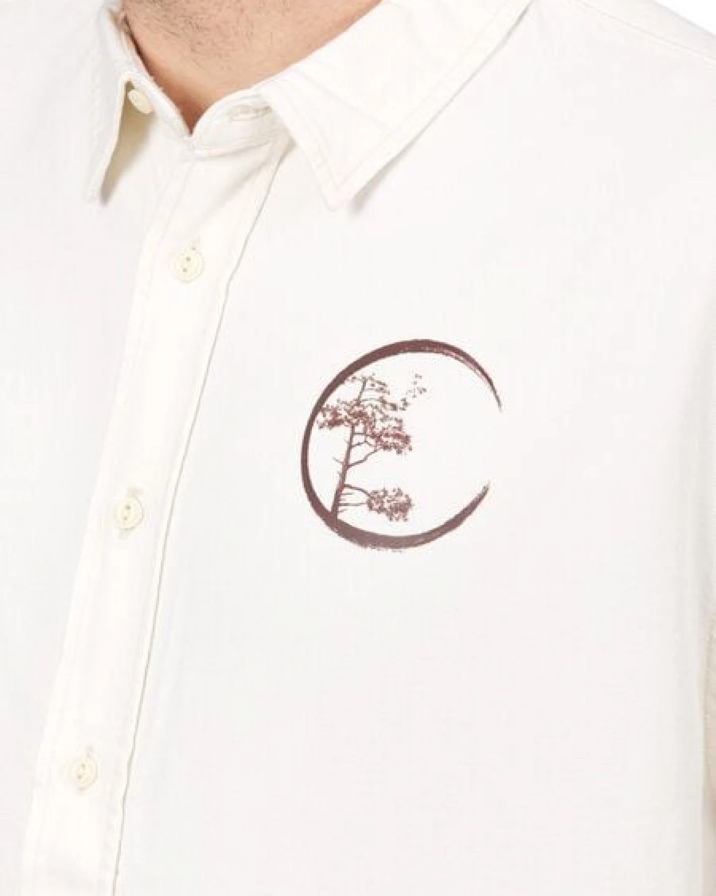 Life-Tree Hemd aus Biobaumwolle Fairwear für Herren "Circle" mit Brust-Logo in Natur Weiß – Ansicht 3