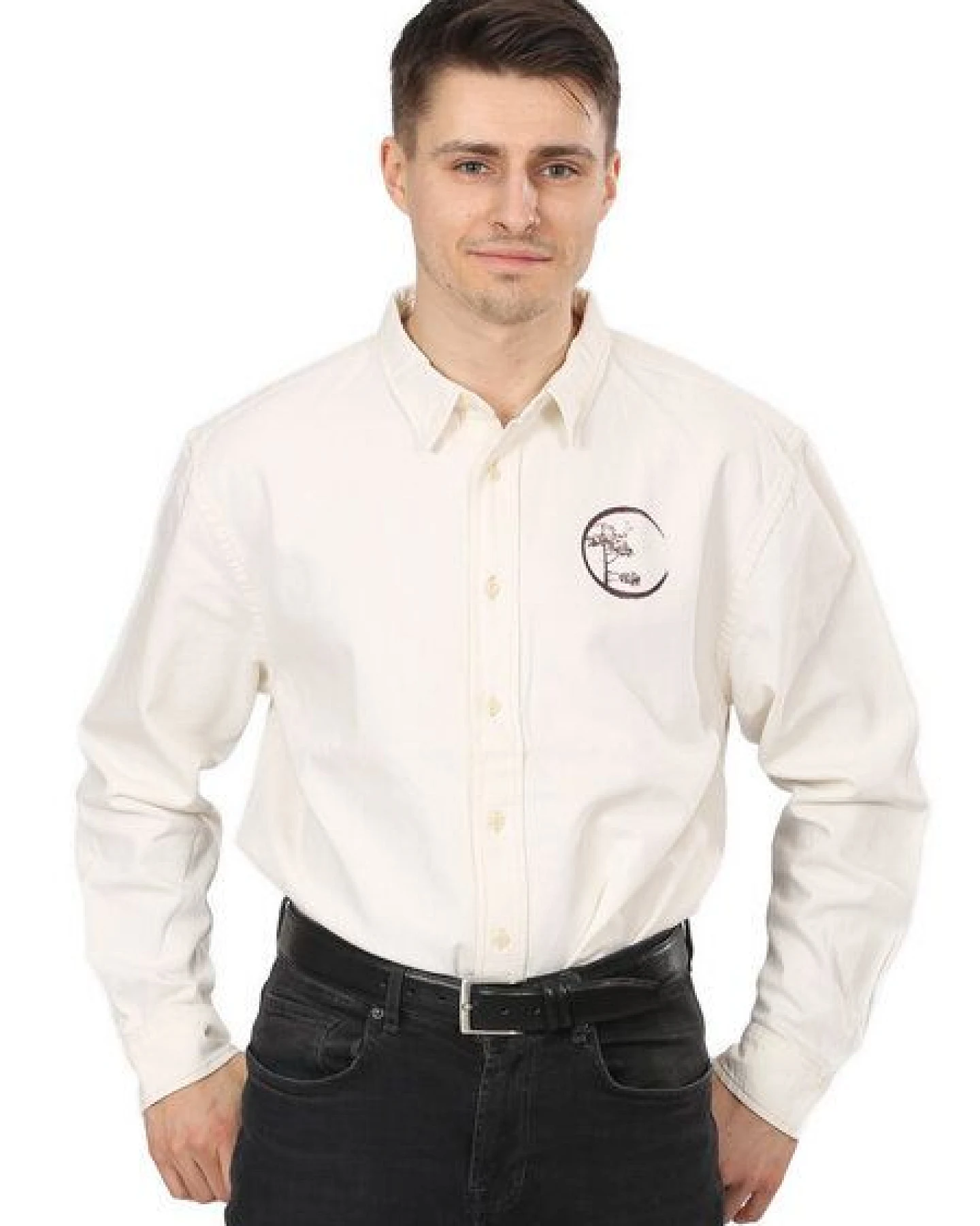 Life-Tree Hemd aus Biobaumwolle Fairwear für Herren "Circle" mit Brust-Logo in Natur Weiß – Ansicht 4