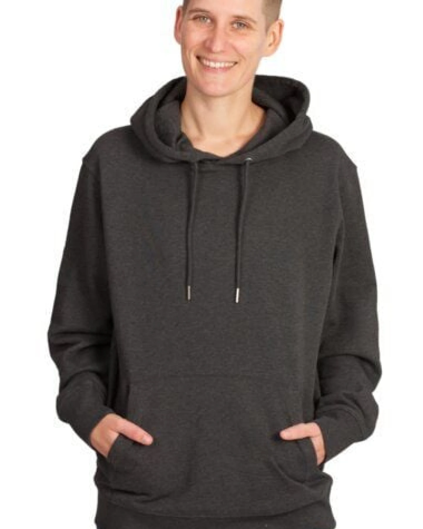 Life-Tree Hoodie aus Biobaumwolle Fairwear Unisex "Weltenbaum" in Dark Heather Grey – Ansicht 4