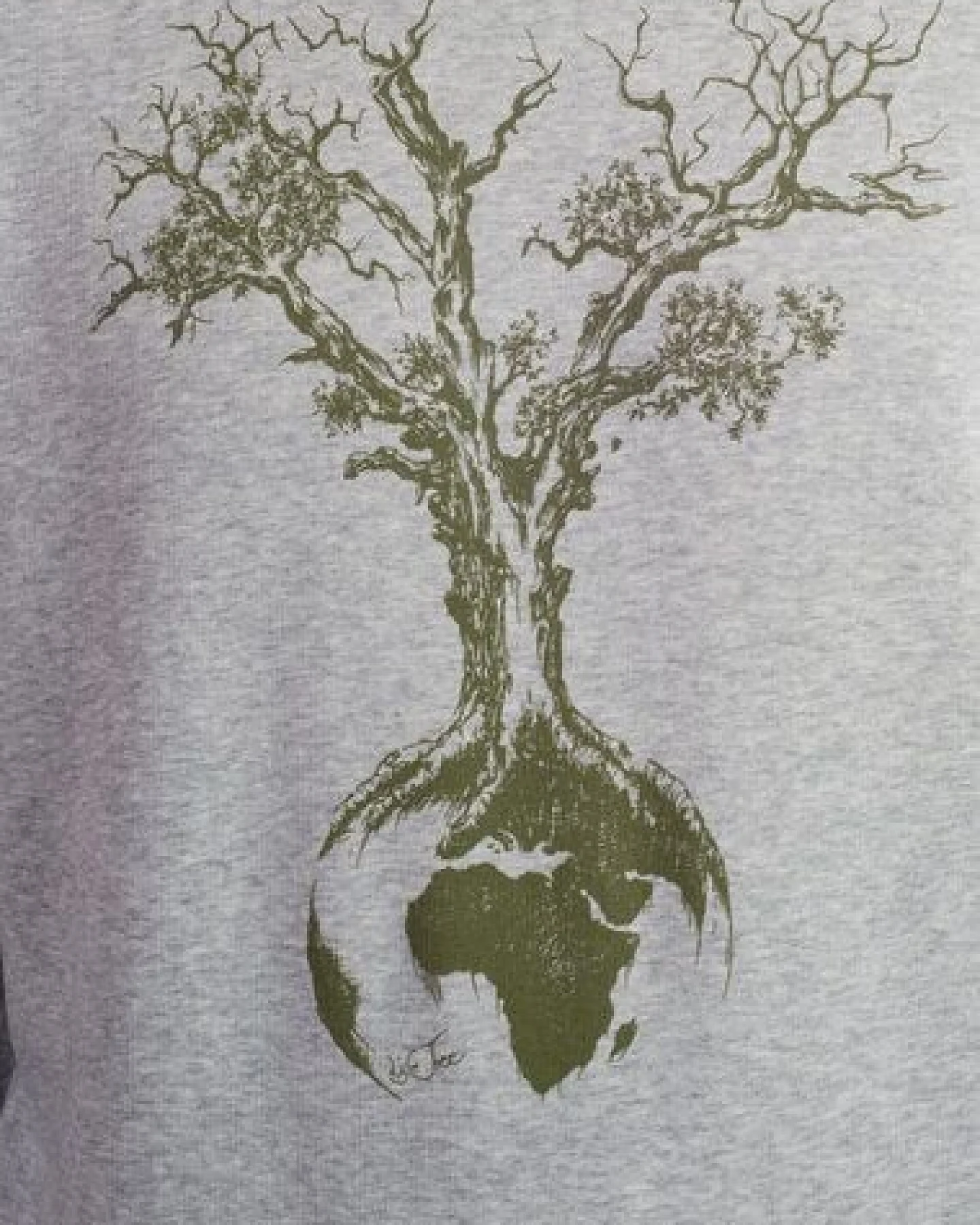 Life-Tree Sweater aus Biobaumwolle Fairwear für Damen "Weltenbaum" in Heather Grey – Ansicht 3
