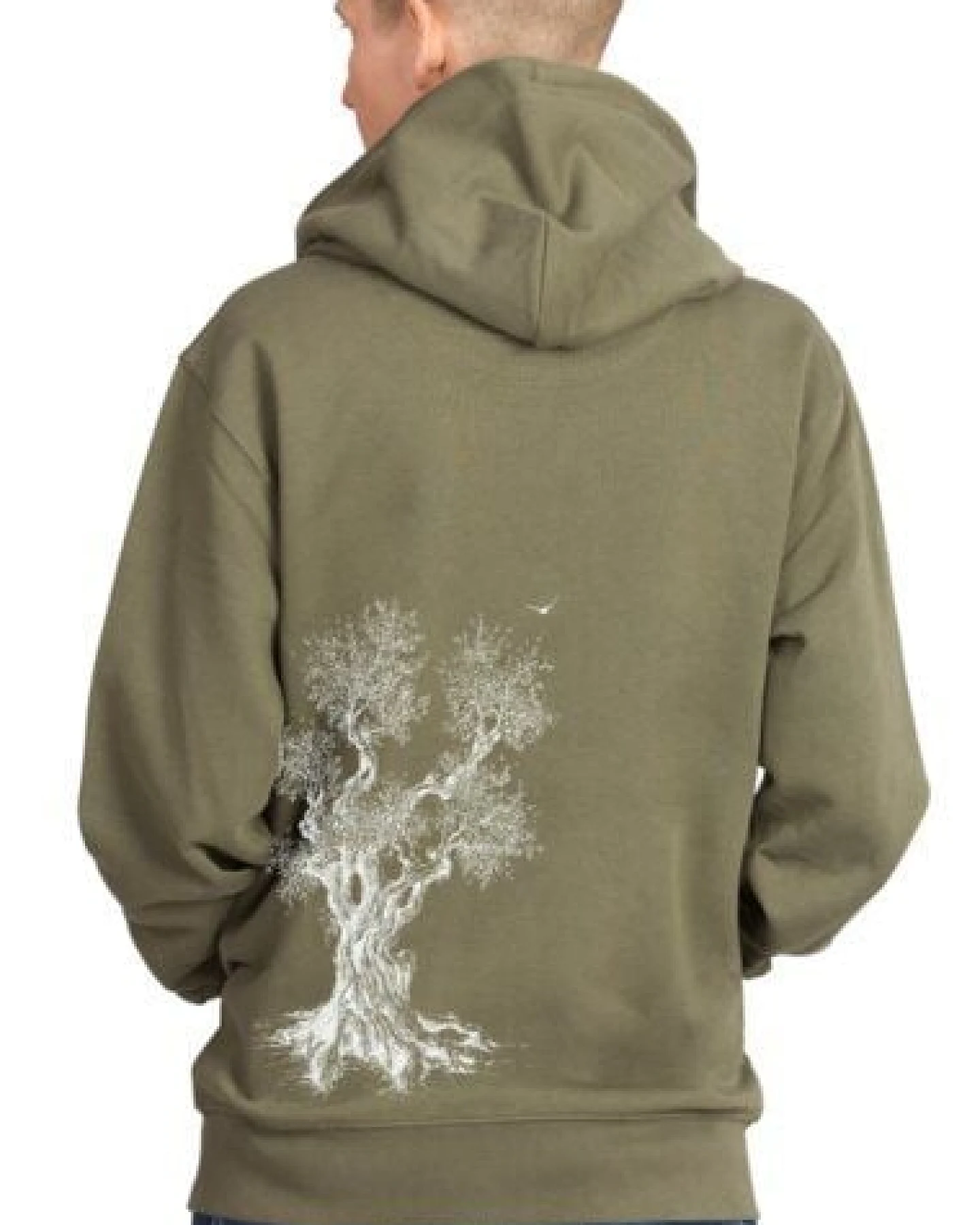 Life-Tree Zipper aus Biobaumwolle Unisex "Olive Tree" in Khaki – Ansicht 2