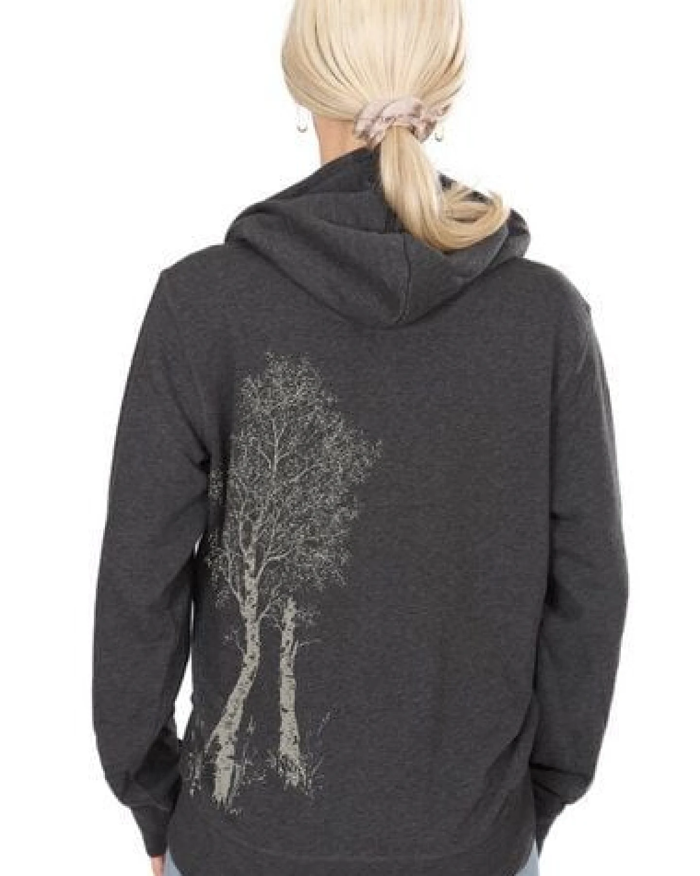 Life-Tree Zipper aus Biobaumwolle für Damen "Birke" in Dark Heather Grey/Heather Blue – Ansicht 3