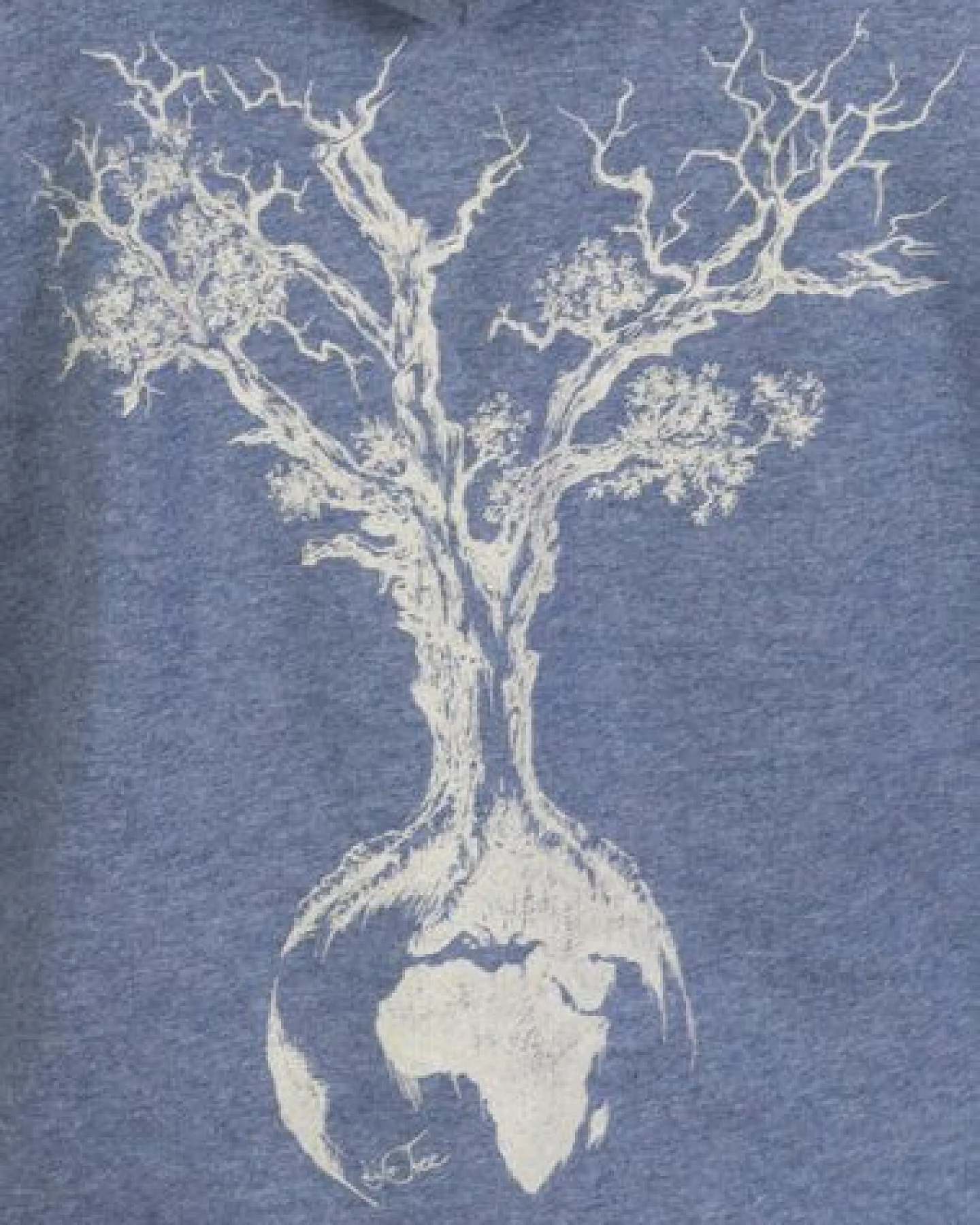 Life-Tree Zipper aus Biobaumwolle für Herren "Weltenbaum" in Dark Heather Grey/Heather Blue – Ansicht 3
